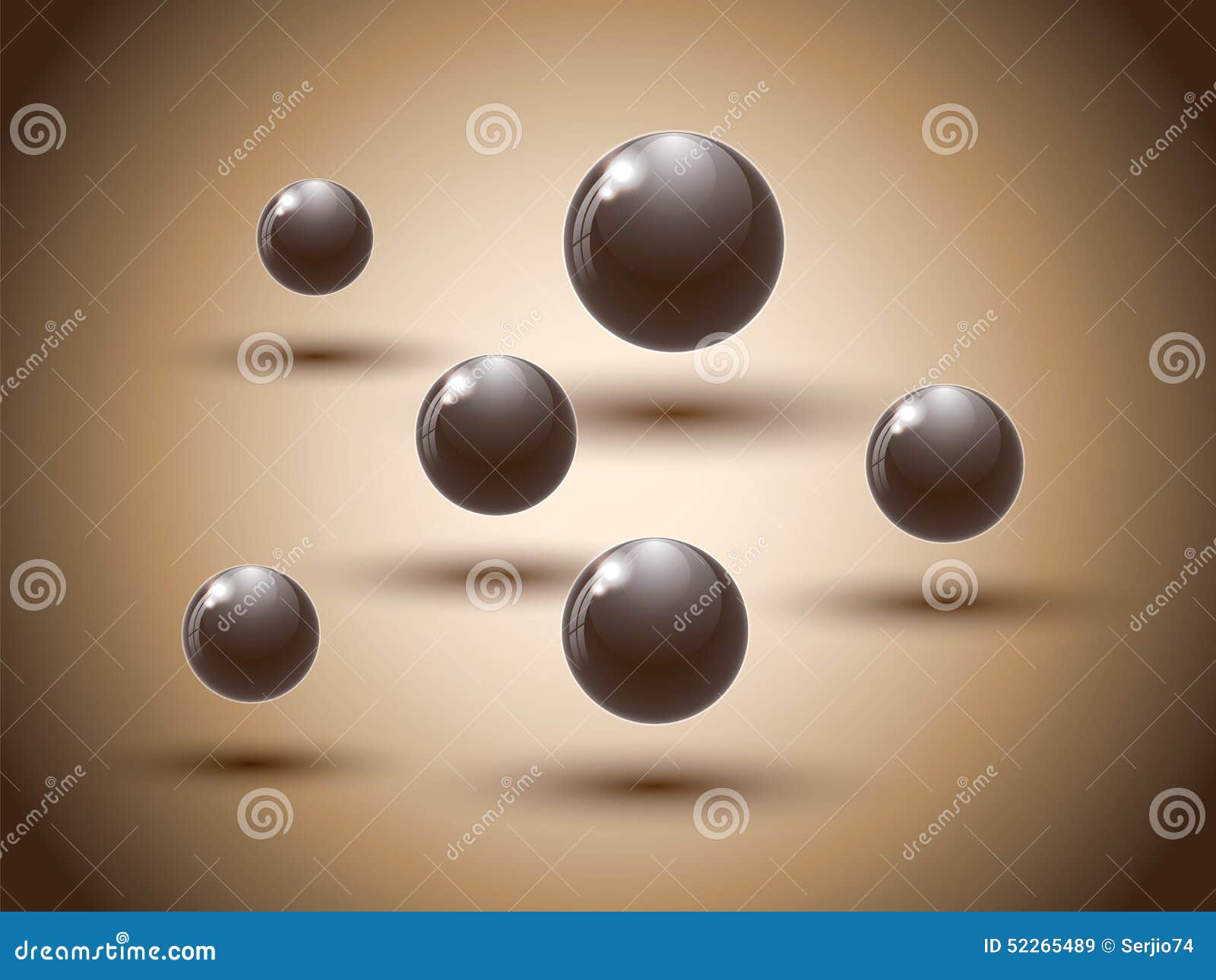 Brown Chocolate Balls on Colorful Background. Stock Vector