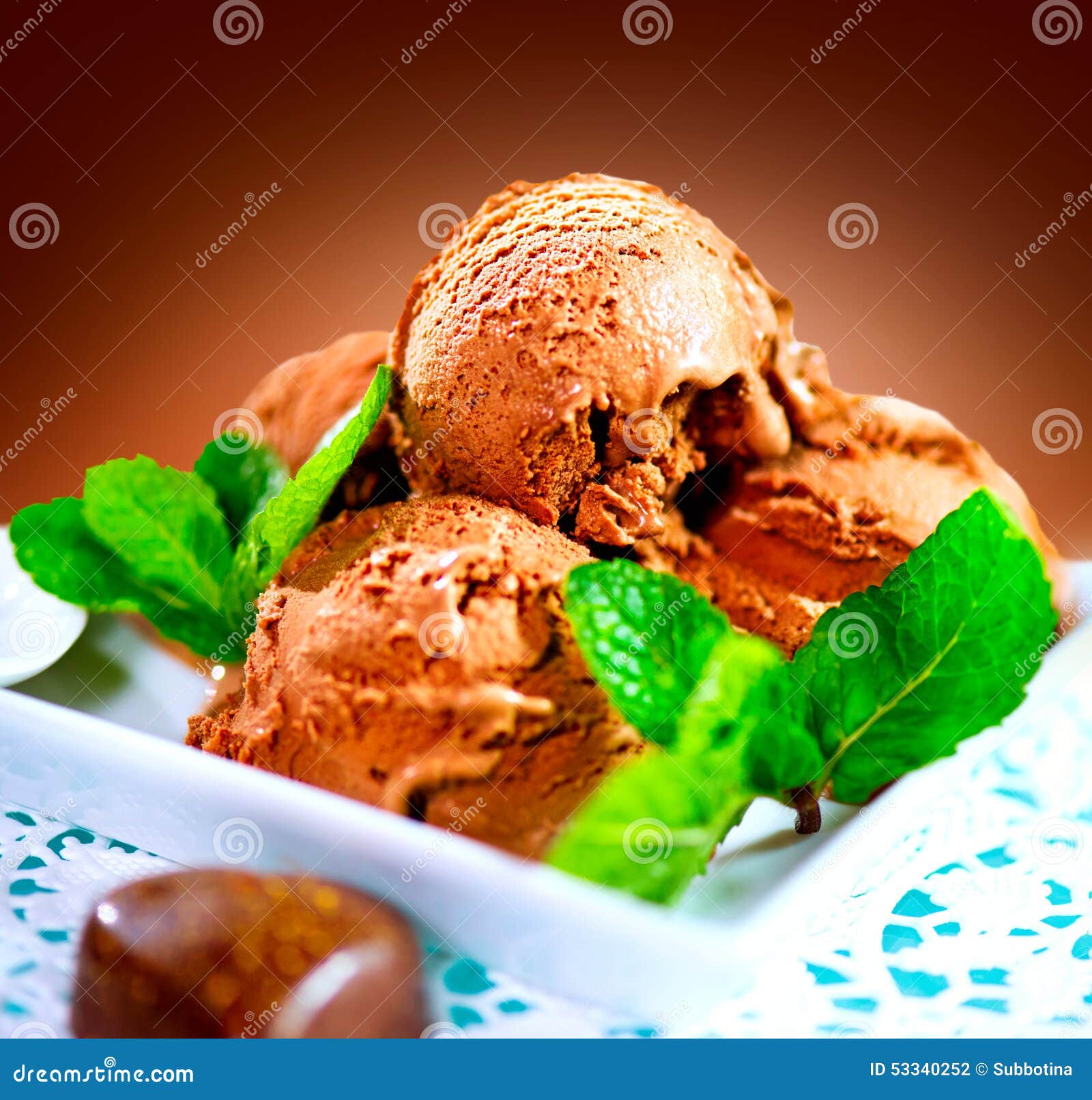 Brown chocolate ice cream stock photo. Image of diet 53340252