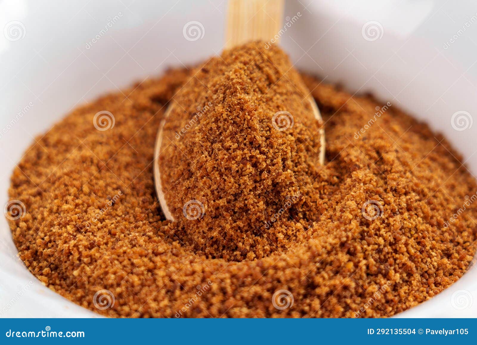 Brown Coconut Sugar Granules with a Full Teaspoon Stock Photo Image