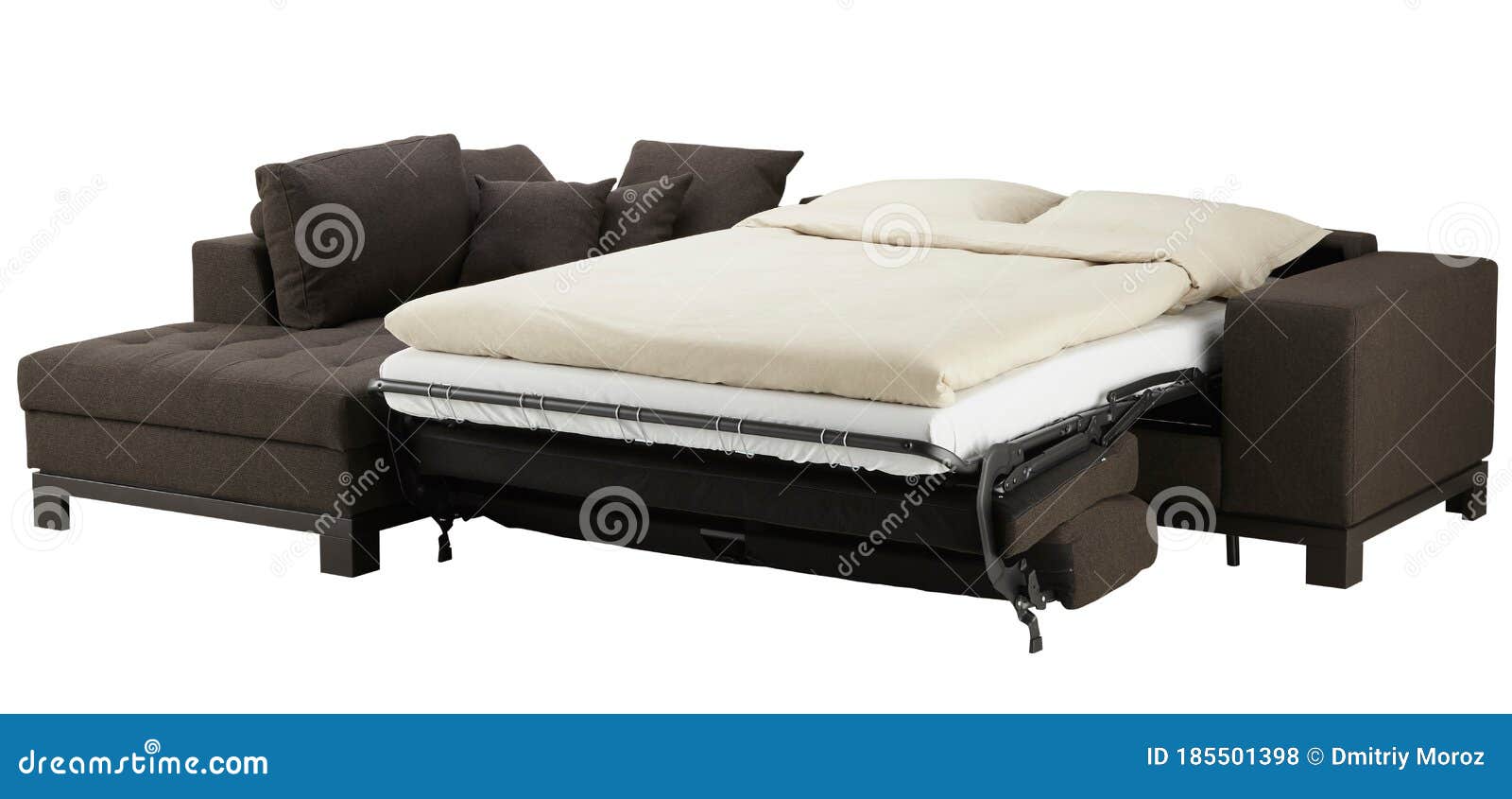 Brown corner couch bed stock photo. Image of bedding 185501398