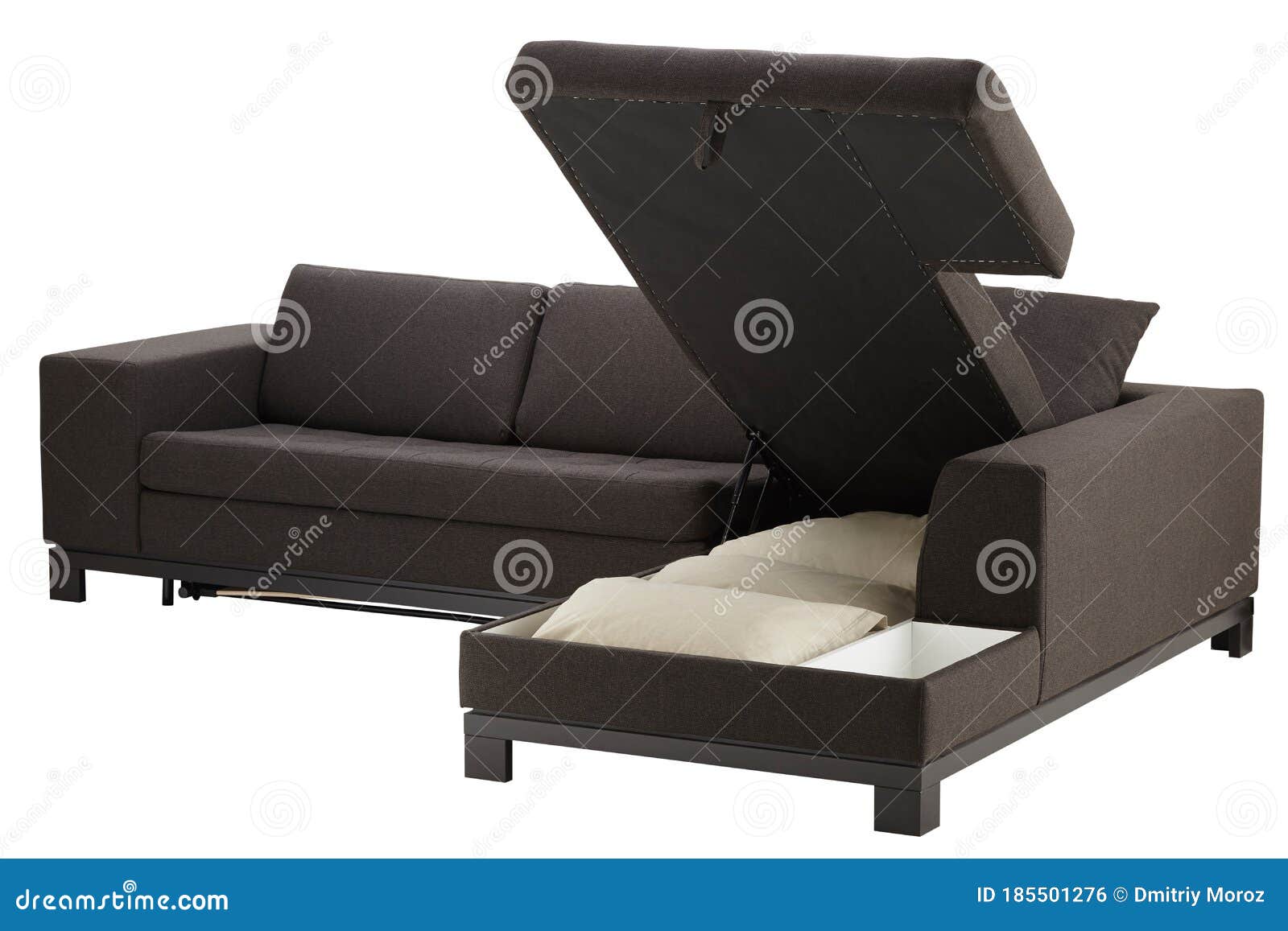 Brown corner couch bed stock photo. Image of brown, bedclothes 185501276
