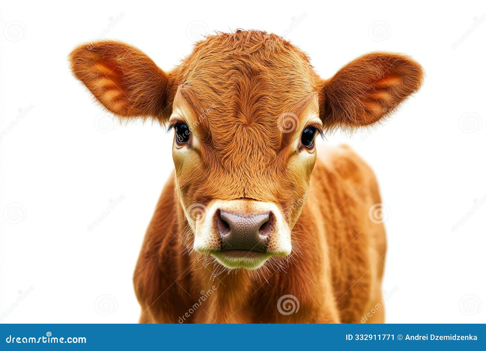 a brown cow or bullock is looking at the camera on a clear background png, a funny moment, a farmland concept with stock