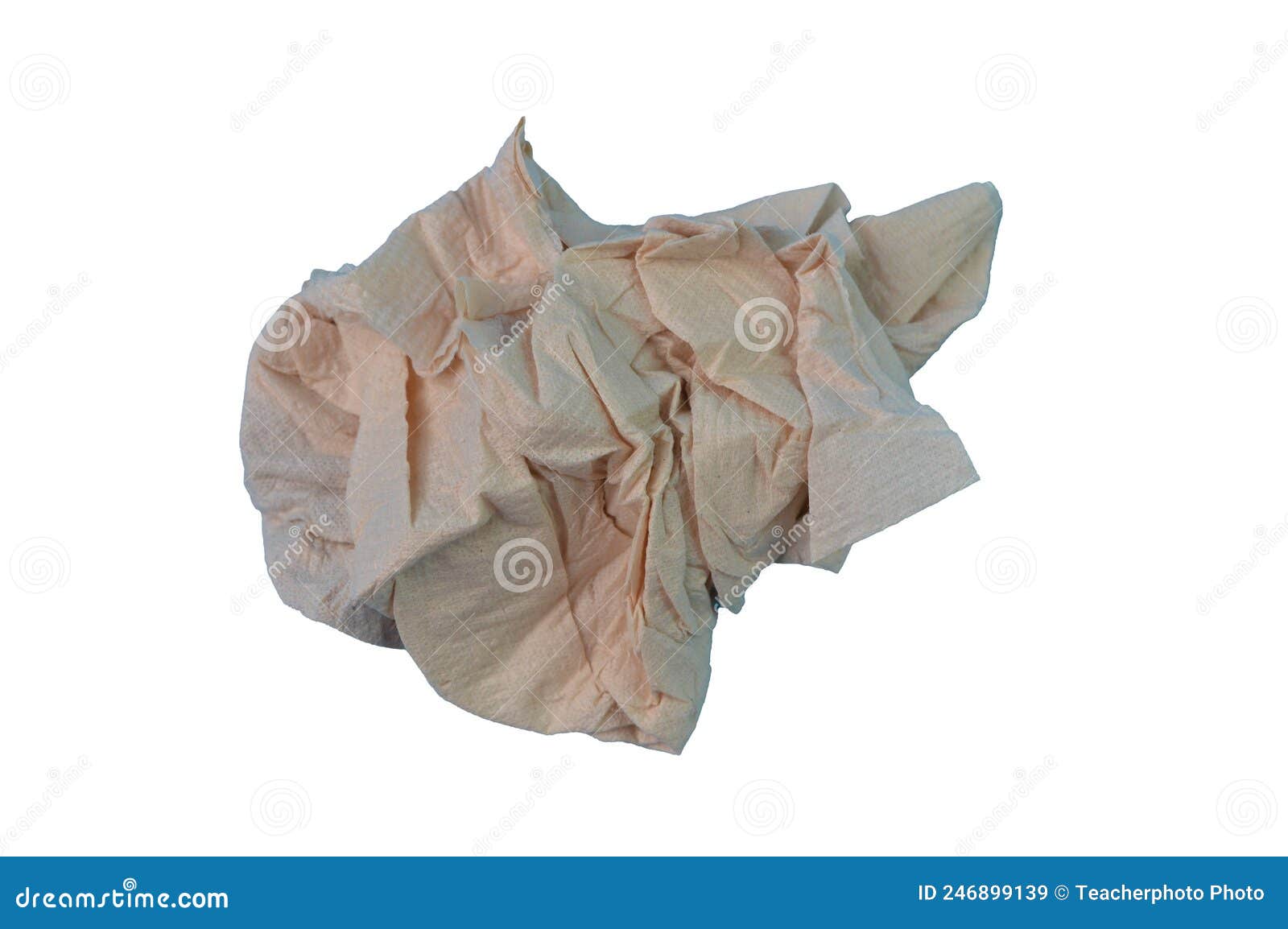 Brown Crumpled Paper Tissue Isolated on a White Background Stock Image