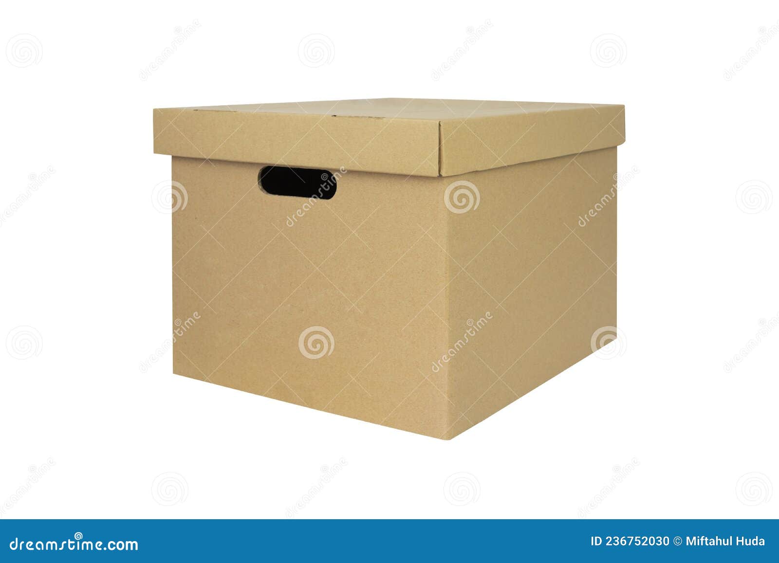 Cardboard Box With Flip Open Lid, Lid Open, Isolated On White