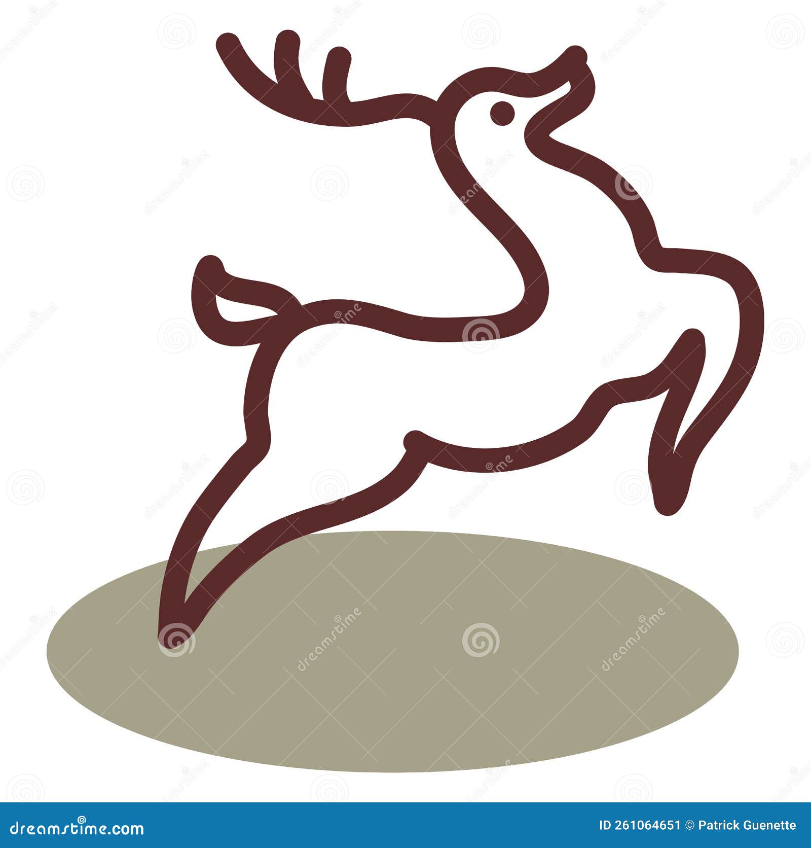 Brown deer jumping, icon stock vector. Illustration of winter 261064651