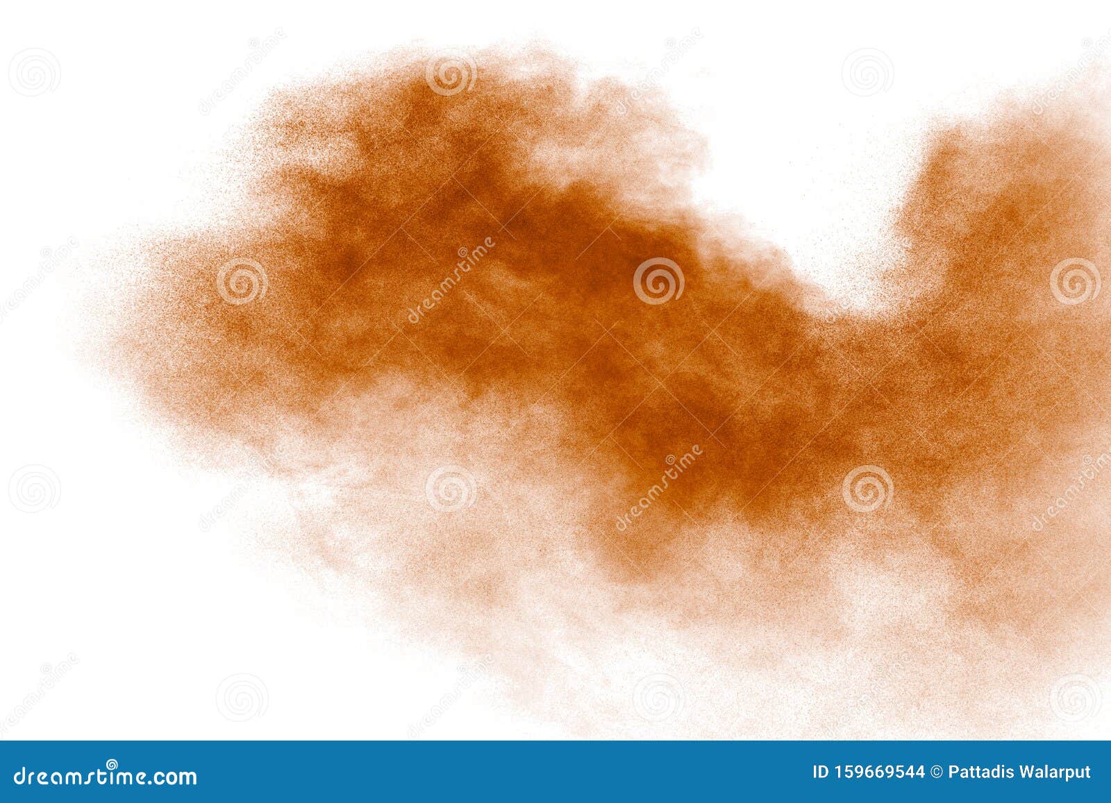brown dust explosion cloud.brown particles splattered on white background