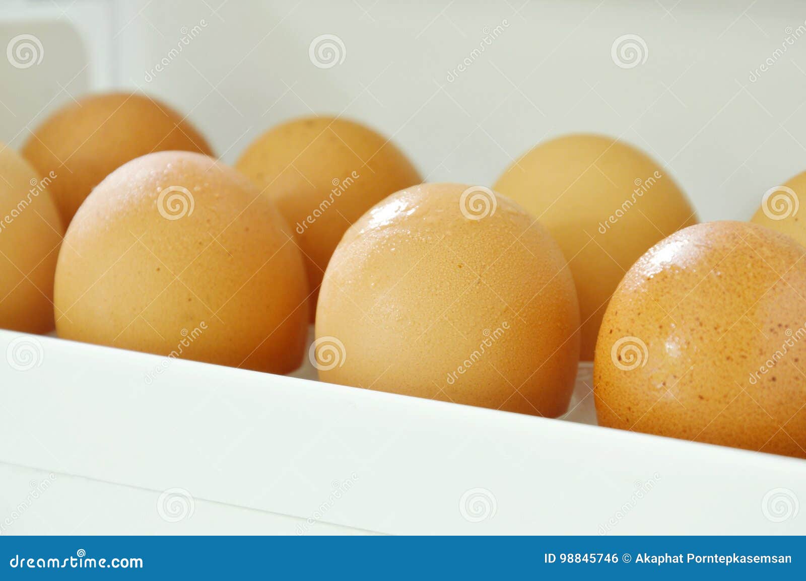 Brown Egg Stored on Tray in Refrigerator Door Stock Photo Image of