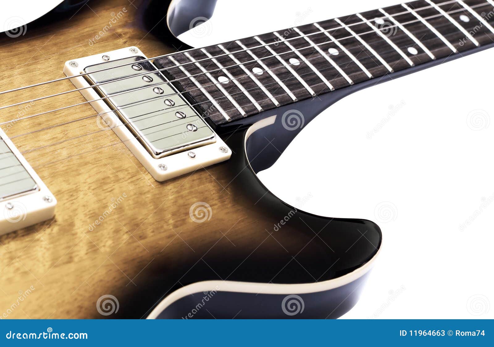 Brown electric guitar stock image. Image of white, wood - 11964663