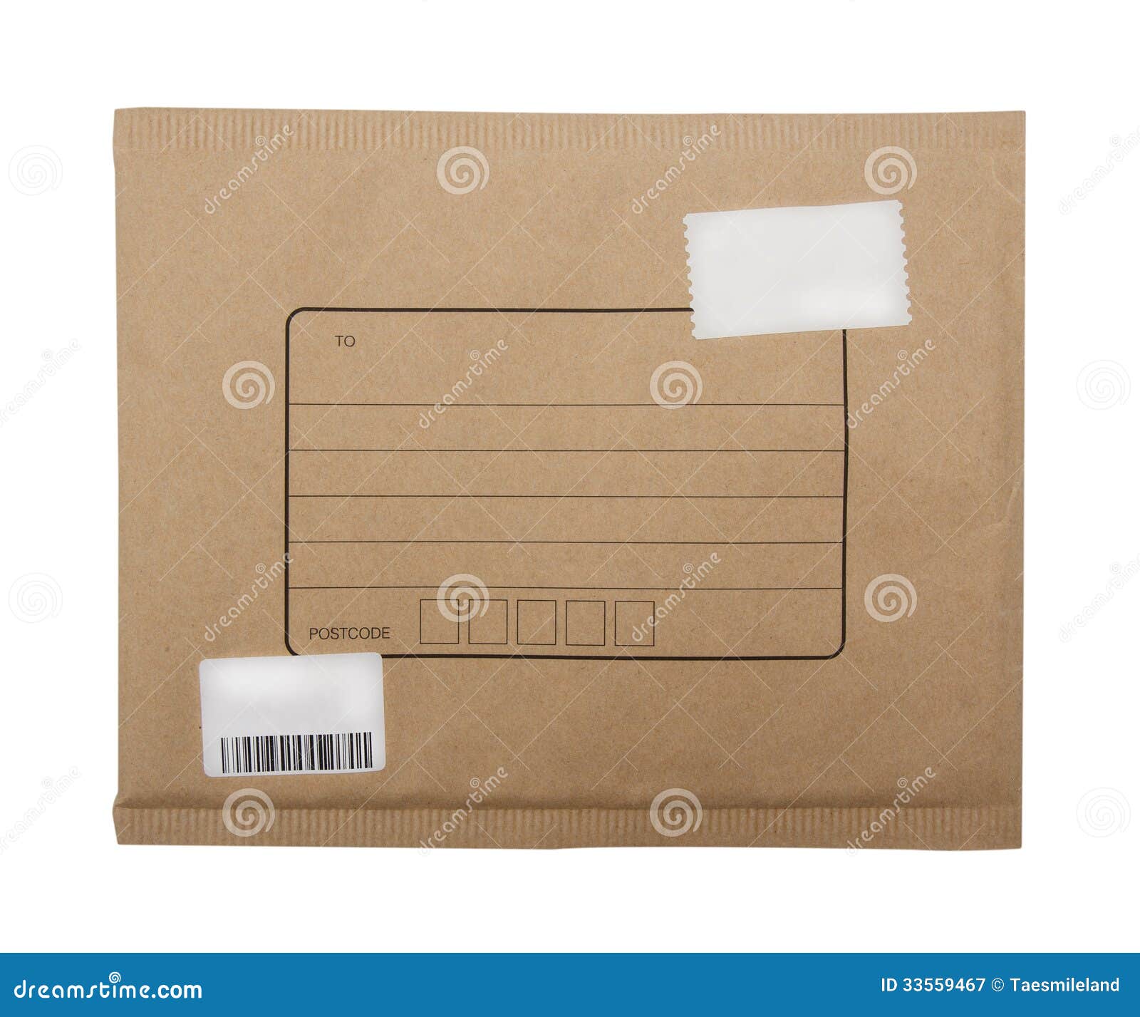 Brown Envelope with Blank Postage Stamps Stock Image Image of wood