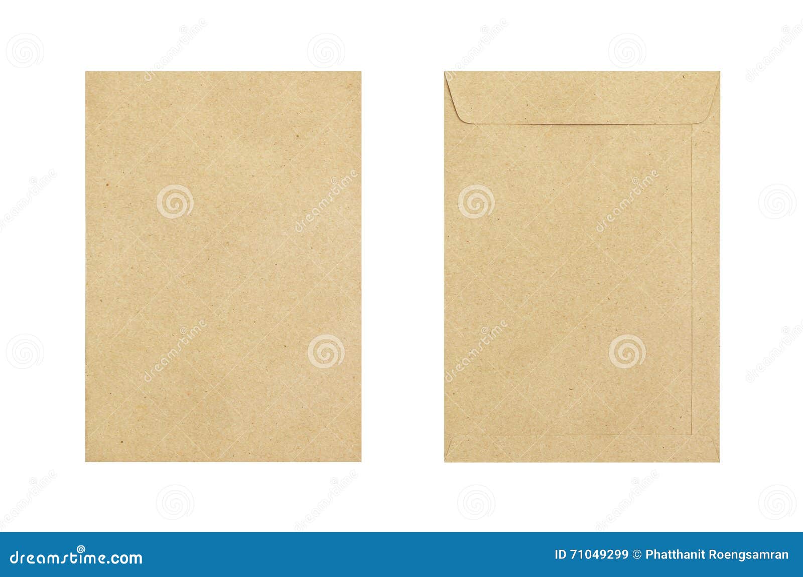 Brown Envelope Front And Back Isolate On White Background, Clipping Path. RoyaltyFree Stock