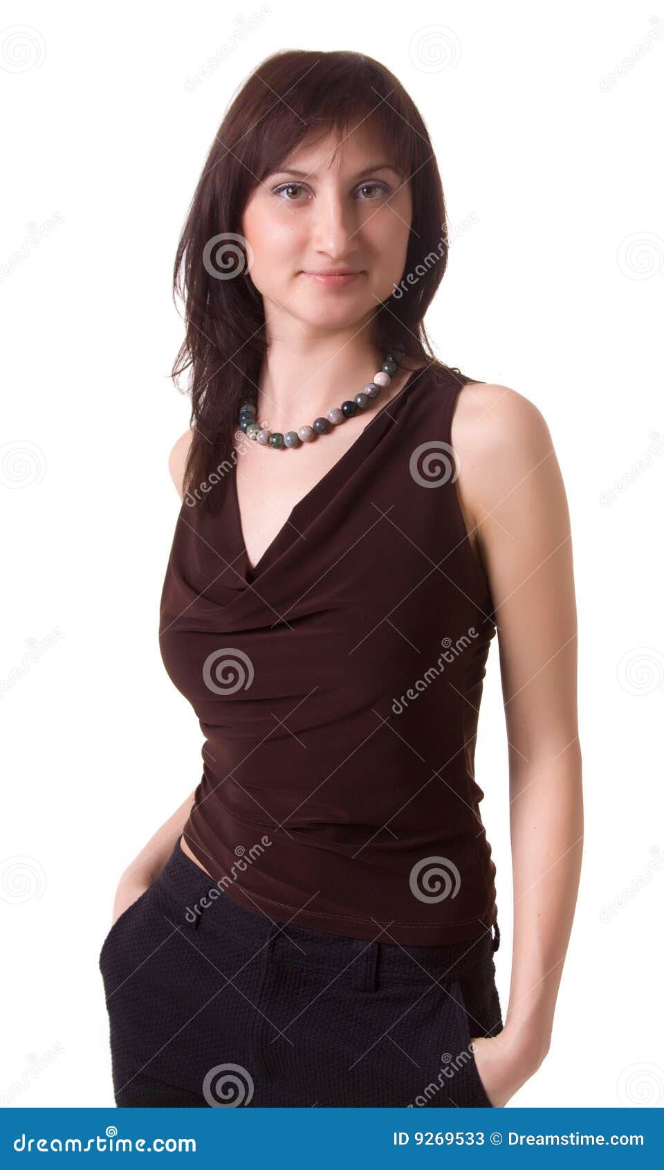 The Brown-eyed Lady in a Brown Blouse. Stock Image - Image of hair ...