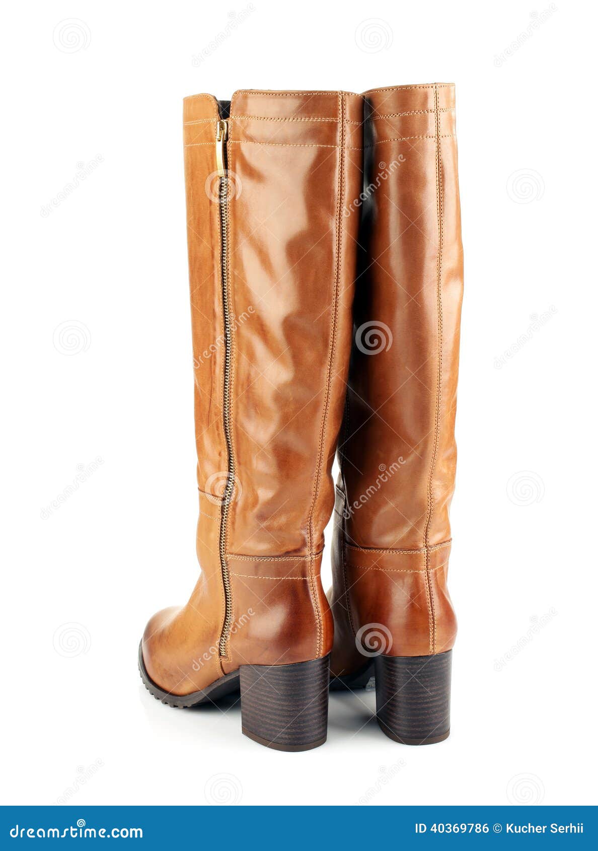 Brown Female Boots Isolated on White Background Stock Photo - Image of ...