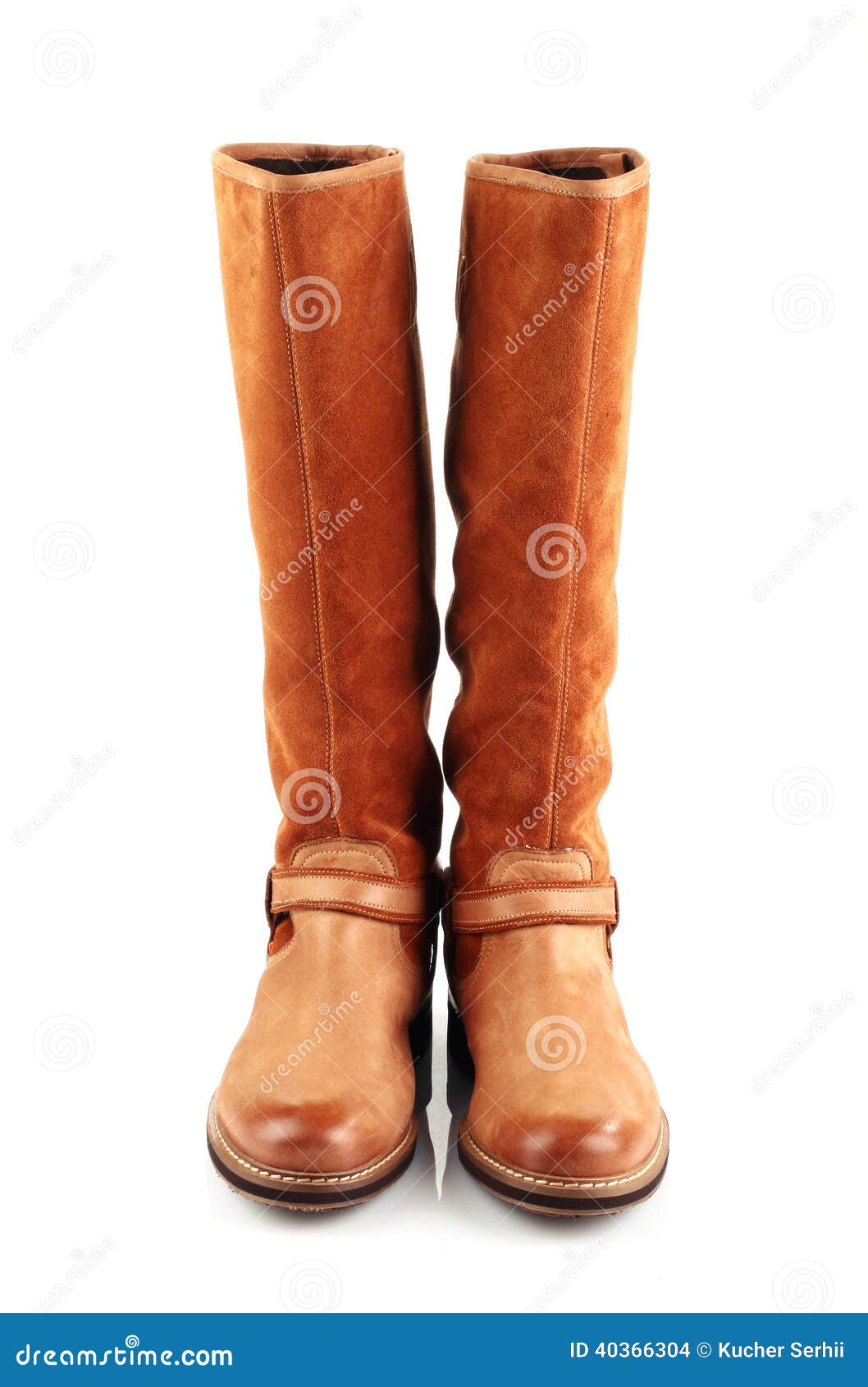 Brown Female Boots Isolated On White Background Stock Photo - Image of ...