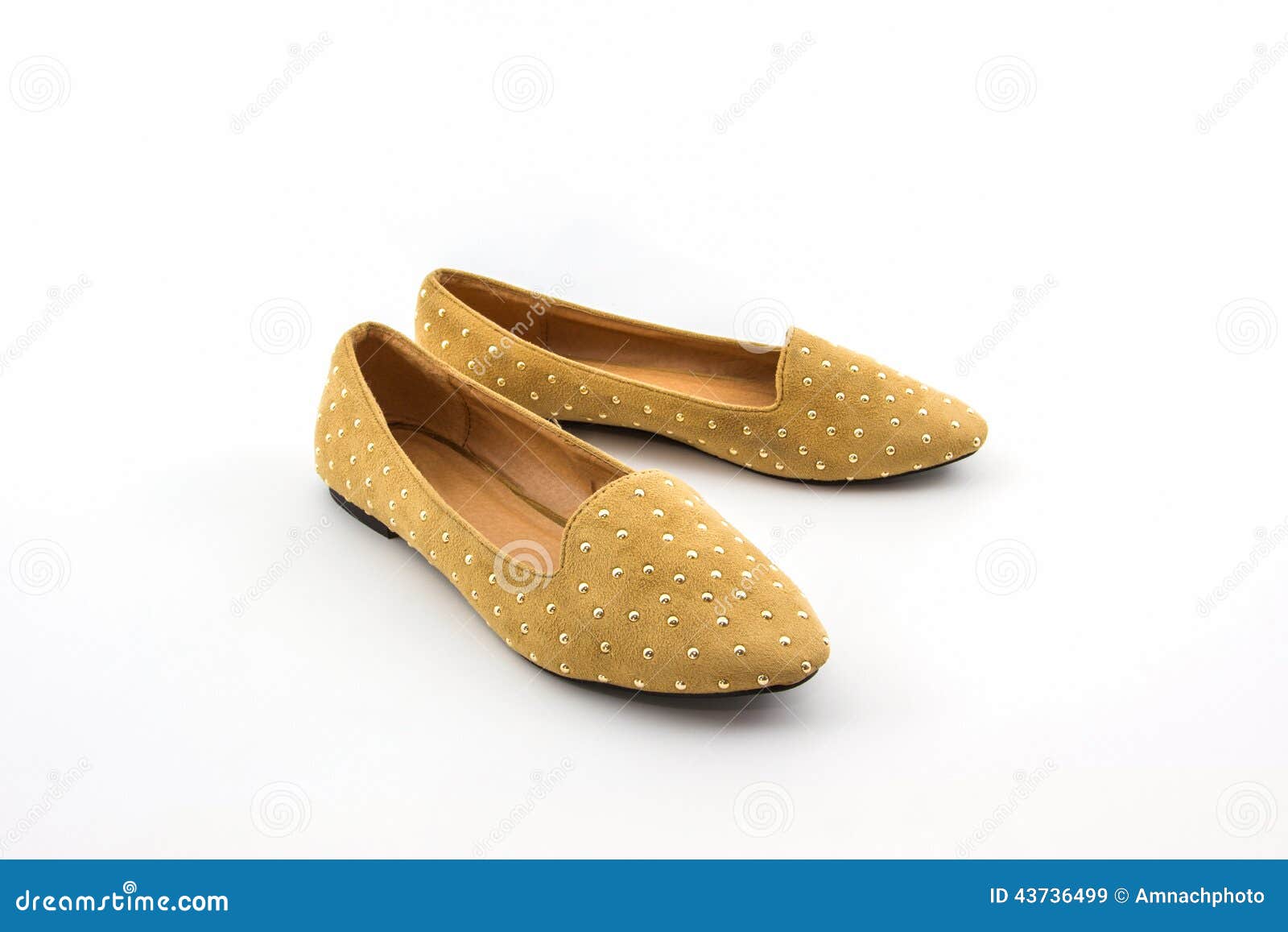 Brown flat shoes. stock image. Image of accessory, color - 43736499