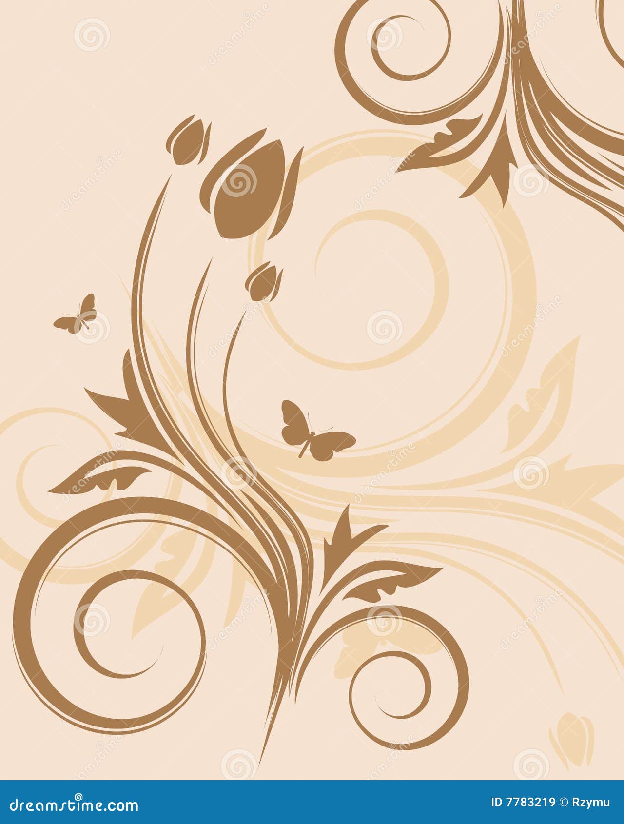 Brown, floral background stock vector. Illustration of scroll - 7783219