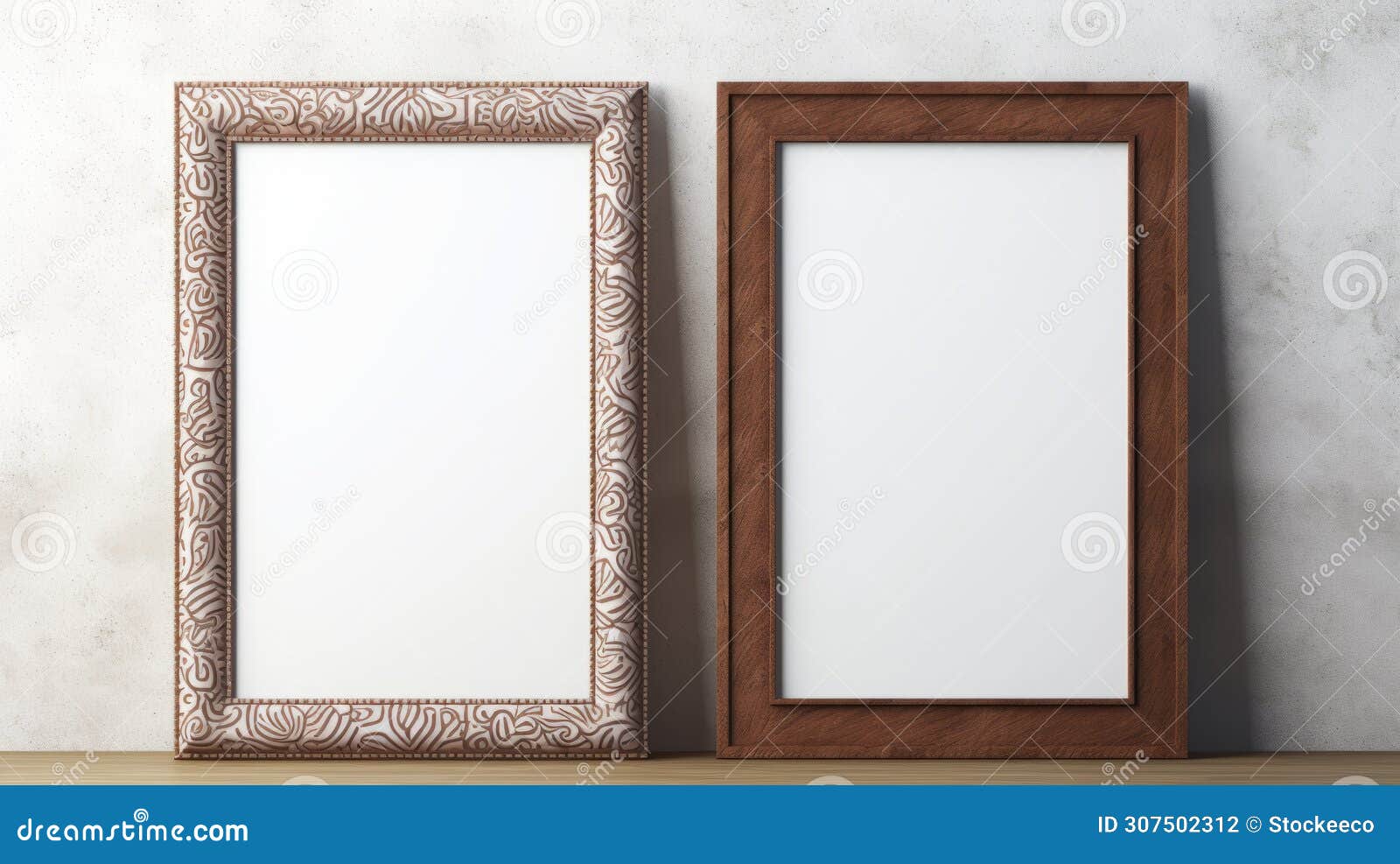 brown frame on silver mockup - intricate s and varied textures