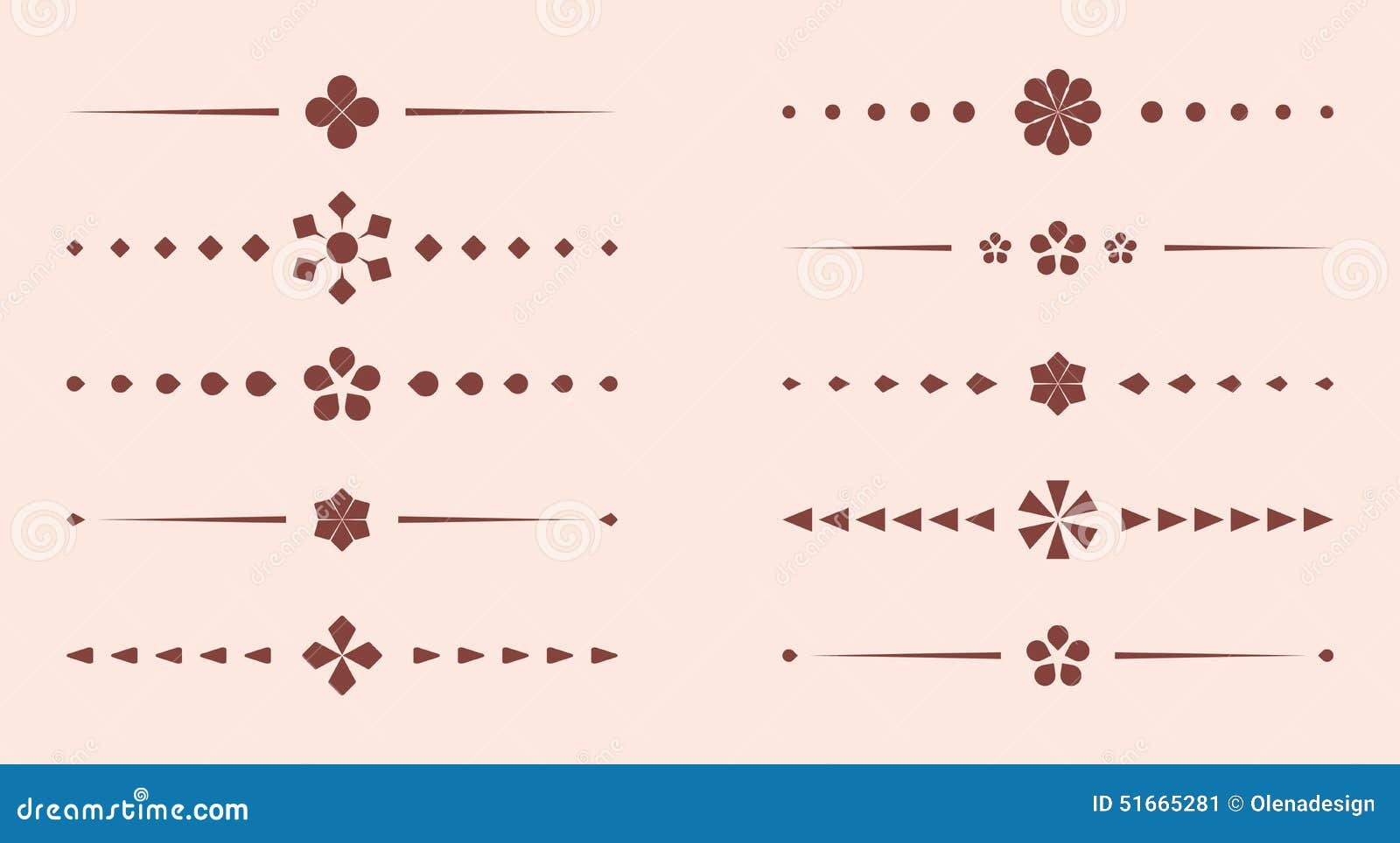 Brown Vector Geometric Dividers Set Stock Vector Illustration of