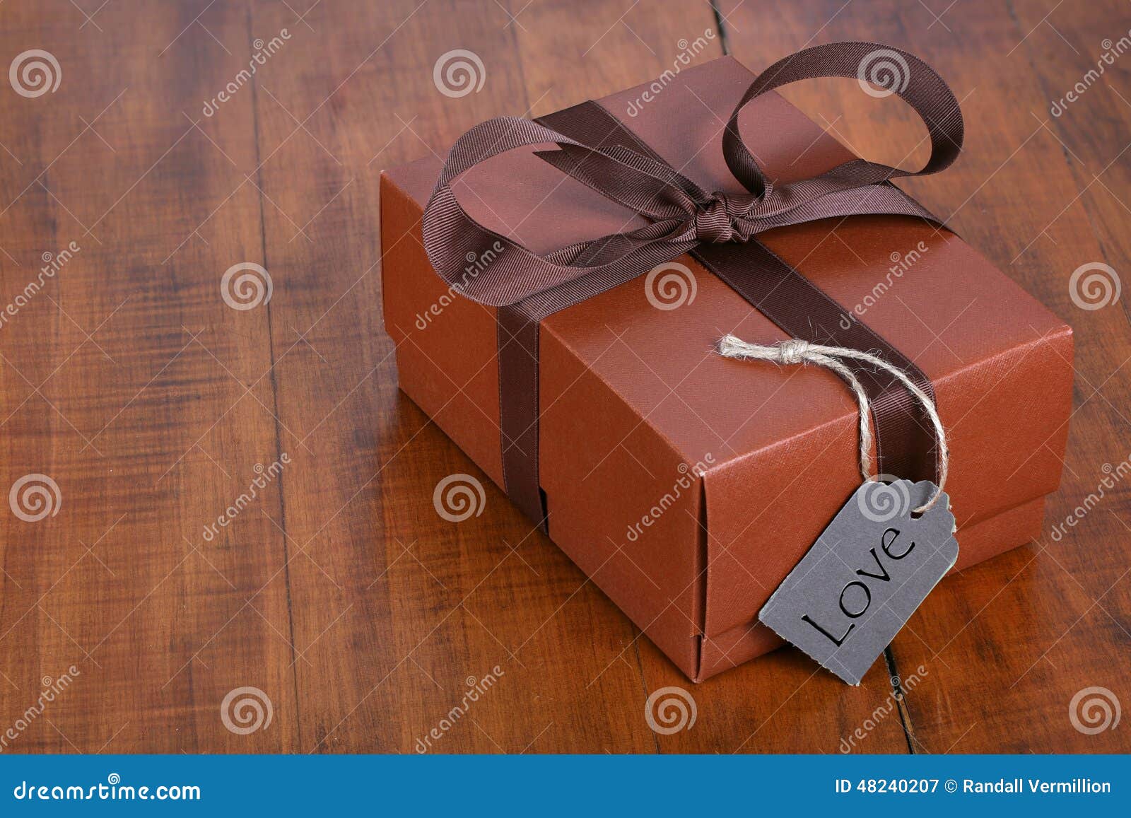 Brown Gift Box with Brown Ribbon Stock Image Image of giving, isolated 48240207