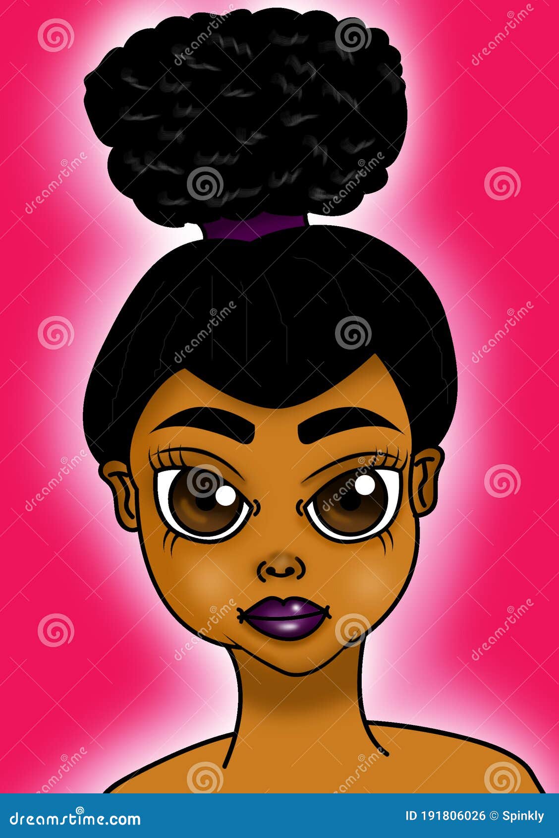 Brown Girl Cartoon Illustration Digital Art Stock Illustration -  Illustration of lady, ponytail: 191806026