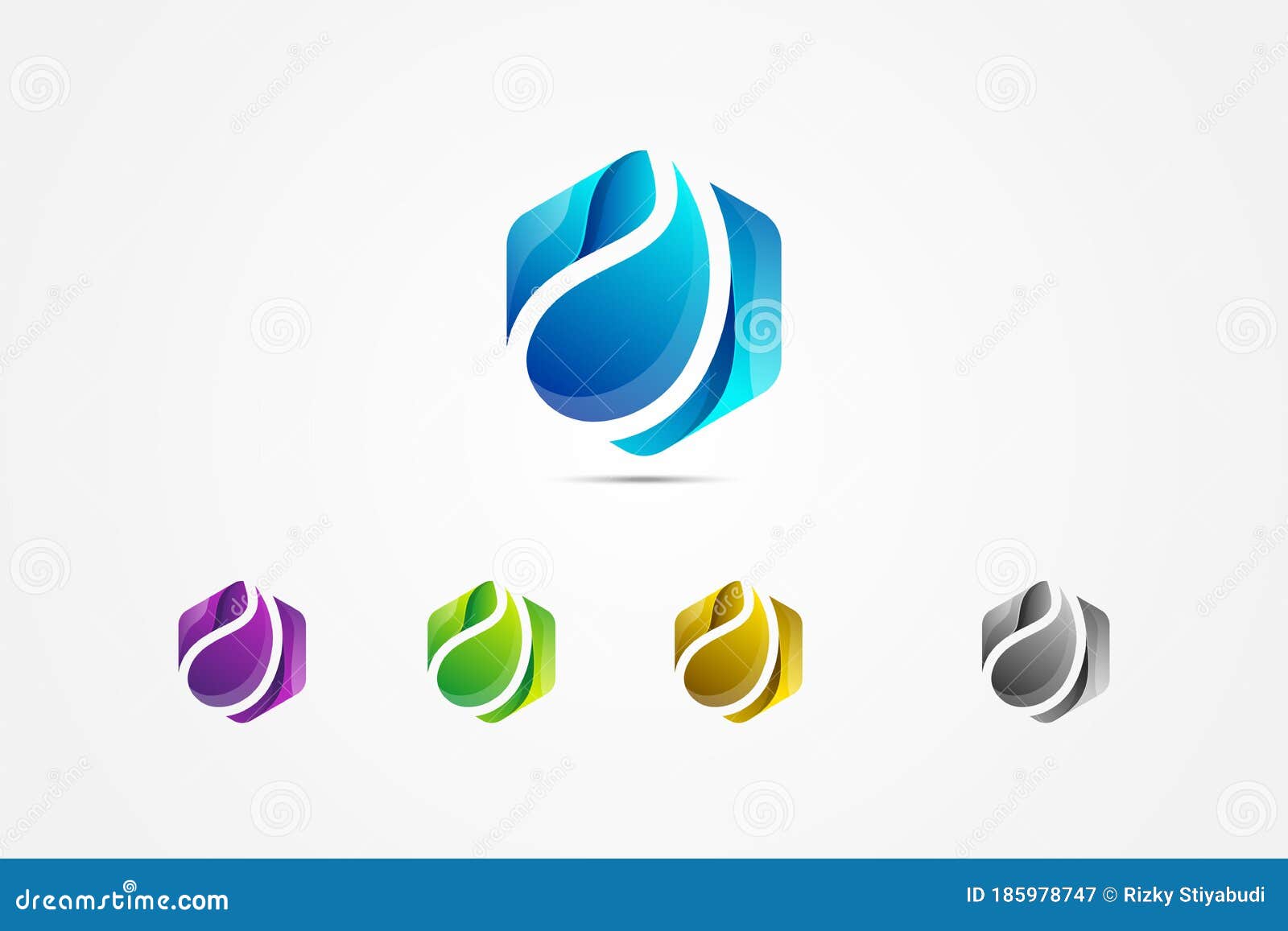 Hexagon Fresh Water Drop Simple Logo Template Stock Vector Illustration Of Grey Gold