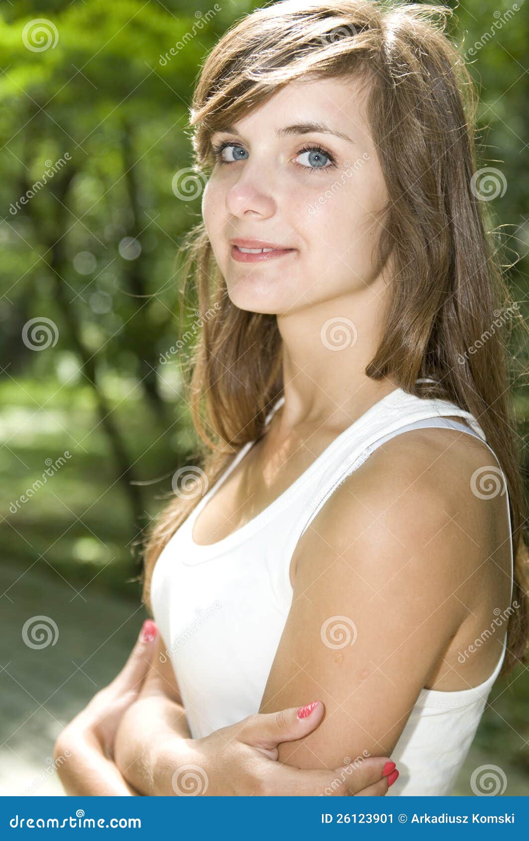 Brown hair smiling woman stock image. Image of color - 26123901