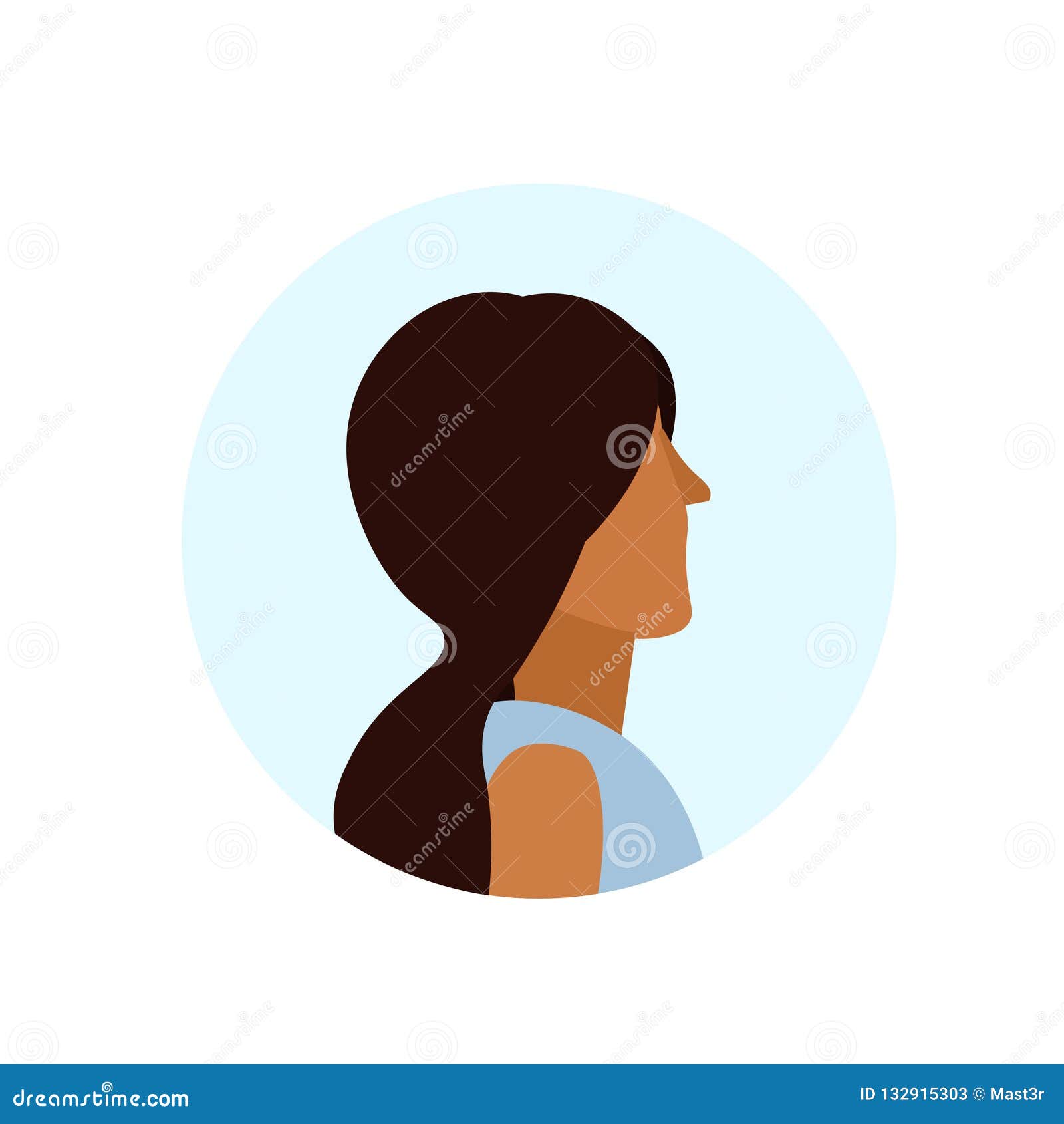 Brown Hair Woman Profile Avatar Isolated Female Cartoon Character Portrait Flat Stock Vector Illustration Of Abstract Attractive 132915303