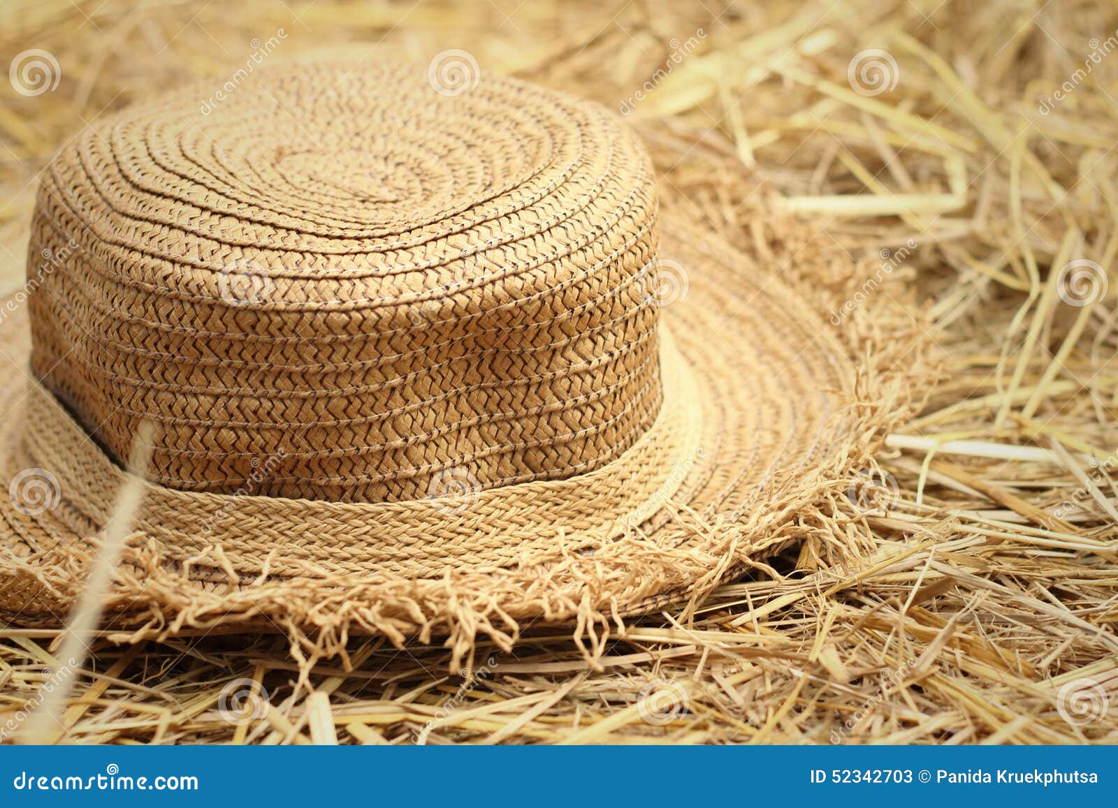 A Brown Hat on a Rice Straw. Stock Image - Image of fabric, gray: 52342703