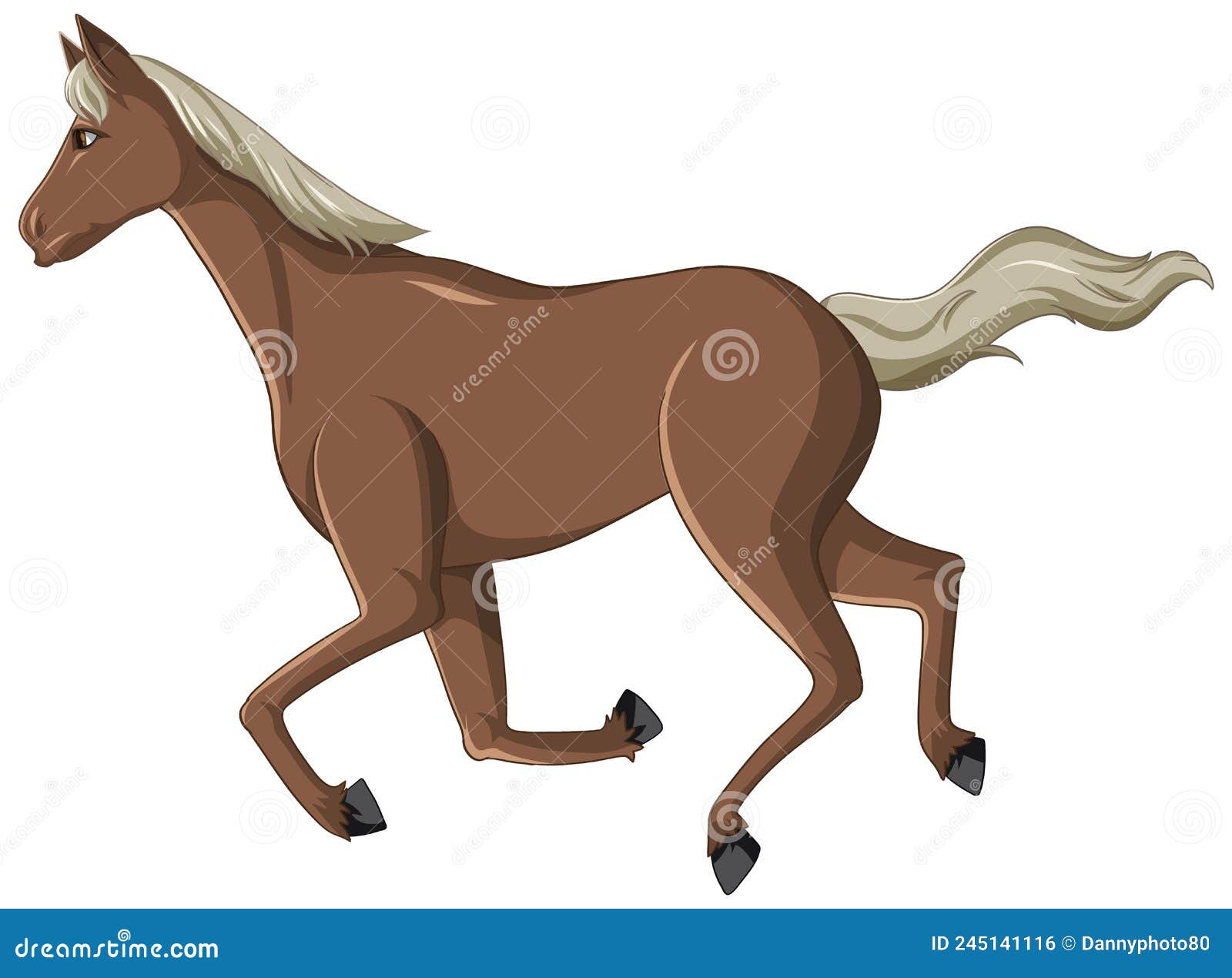 Brown Horse Running Cartoon Stock Vector Illustration Of Living