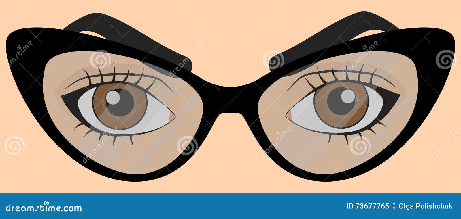 Brown Human Eyes with Glasses Stock Illustration Illustration of