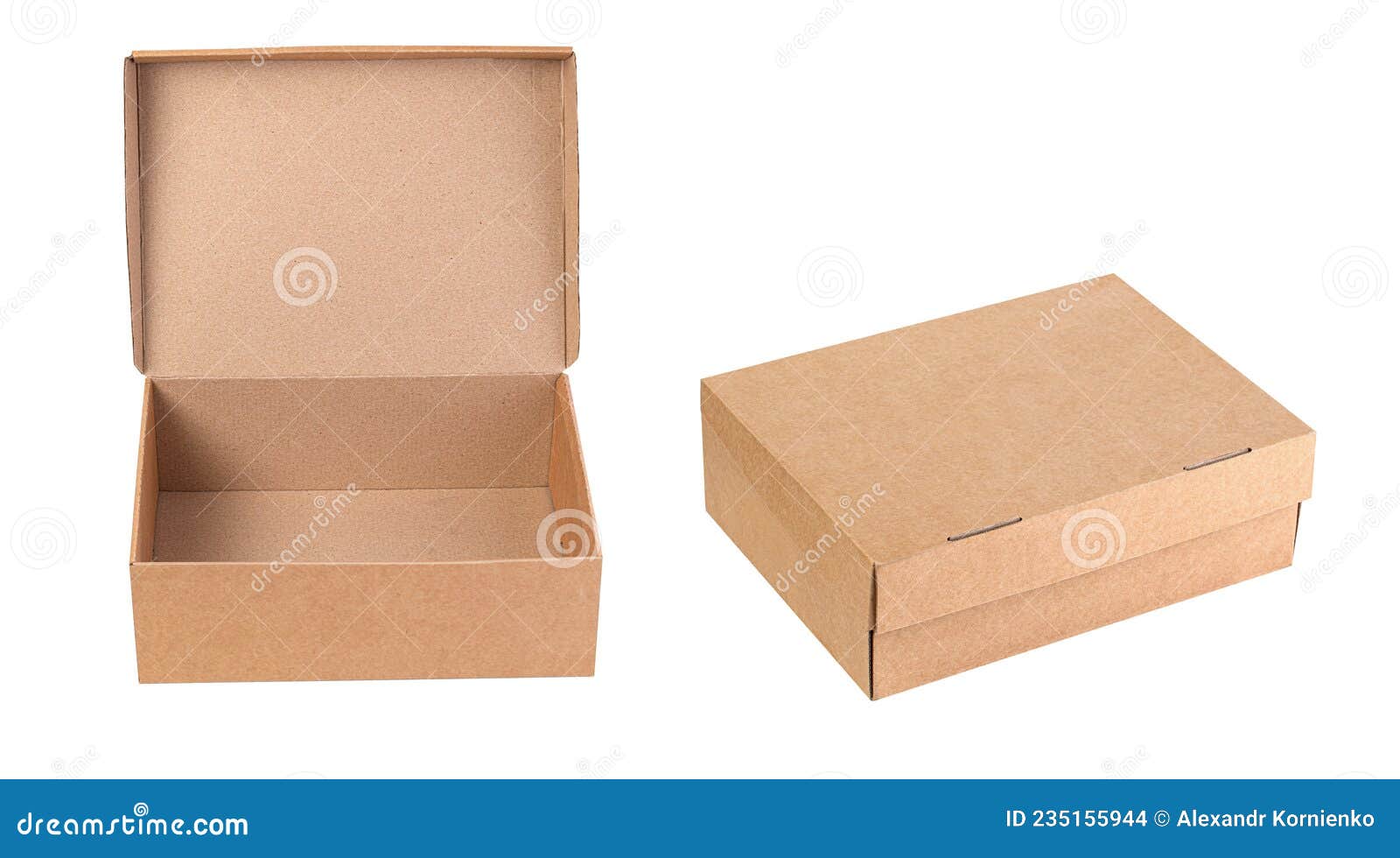 Brown Kraft Paper Box Isolated on White Stock Photo Image of beige