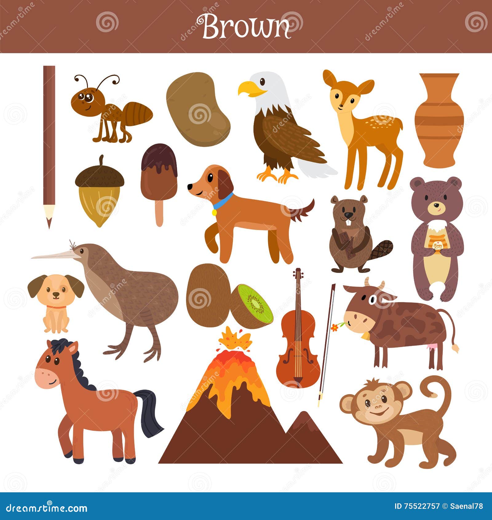 Brown. Learn the Color. Education Set. Illustration of Primary C ...