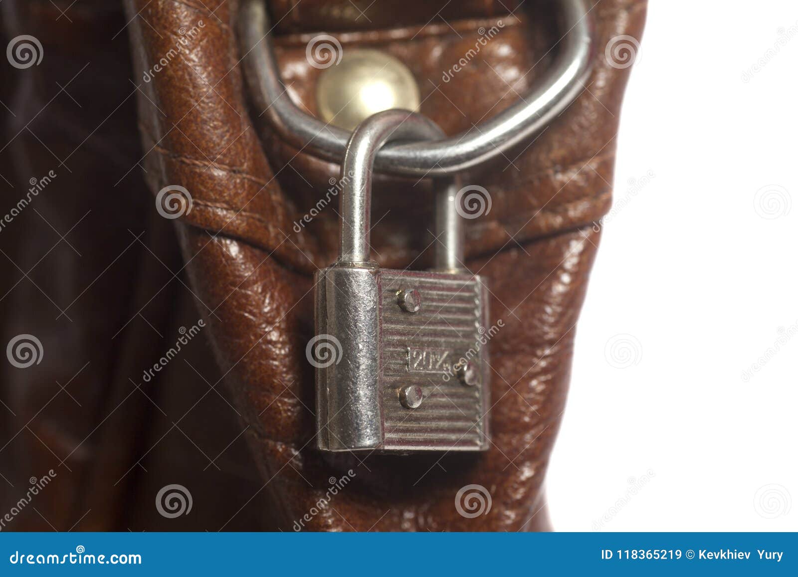 Brown Leather Bag with Metal Lock Stock Image - Image of leather ...