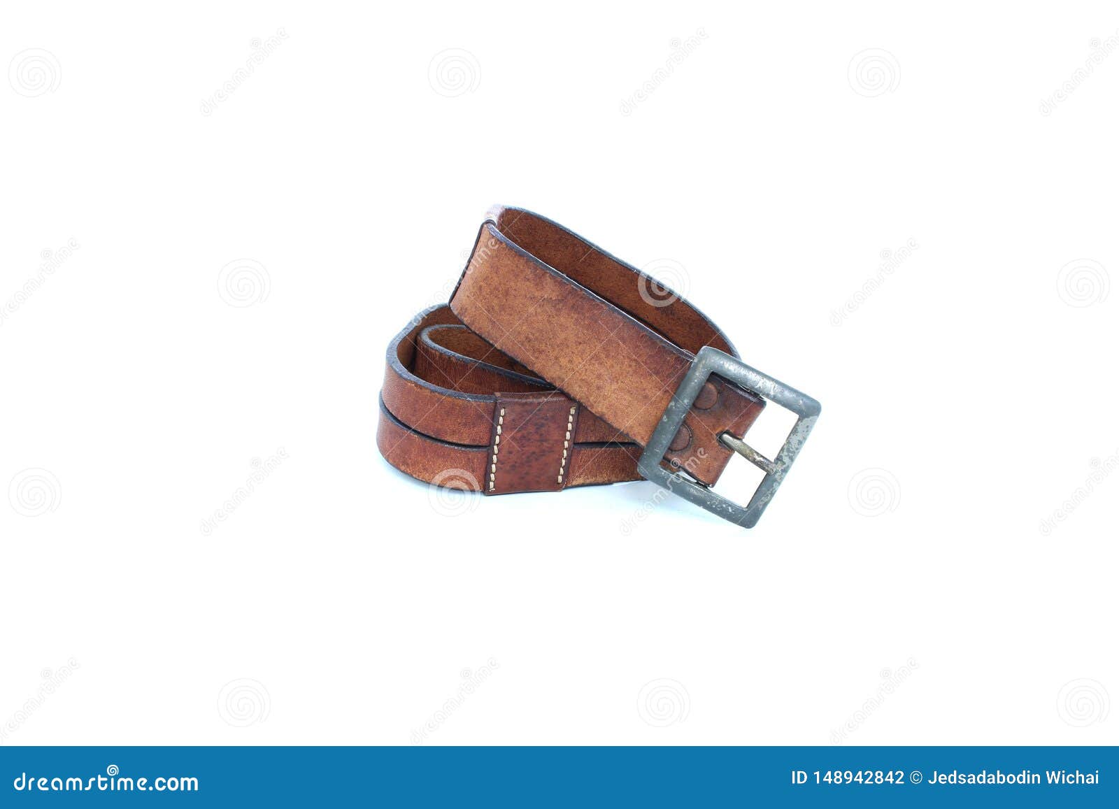 Brown leather belt on stock photo. Image of silver, crocodile 148942842