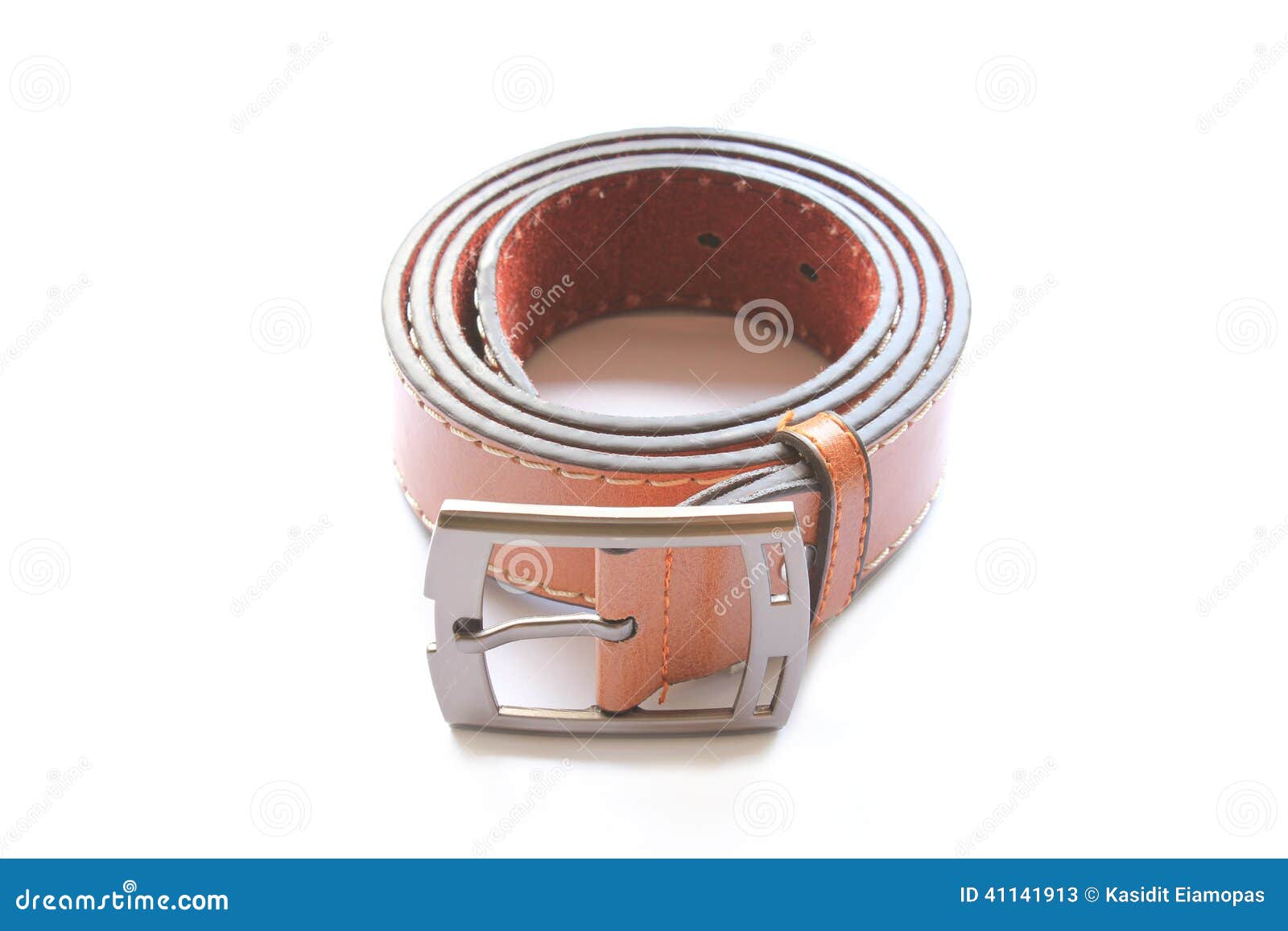 Brown Leather Belt stock image. Image of white, hide 41141913