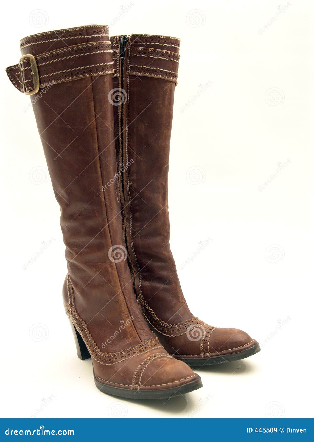 Brown Leather Boots Isolated Stock Image - Image of brown, women: 445509