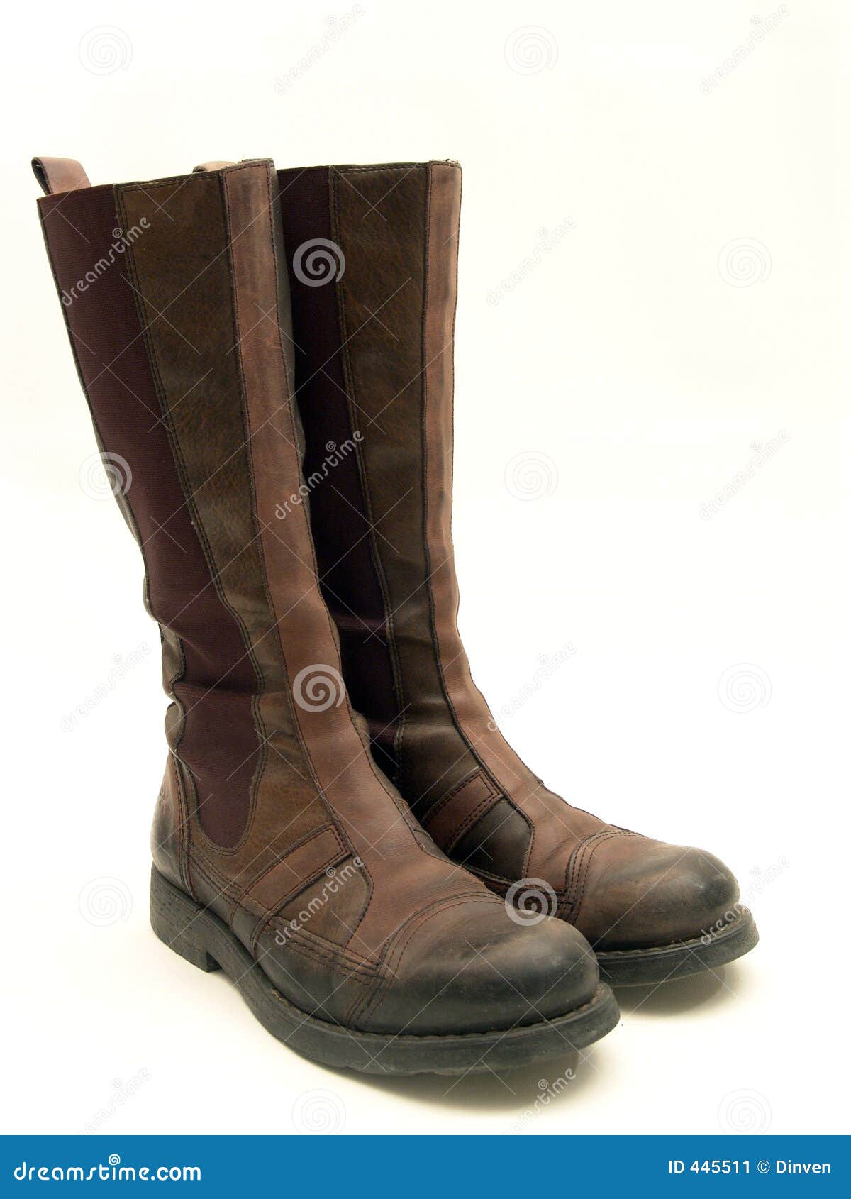 Brown Leather Boots Isolated Stock Image Image of differences