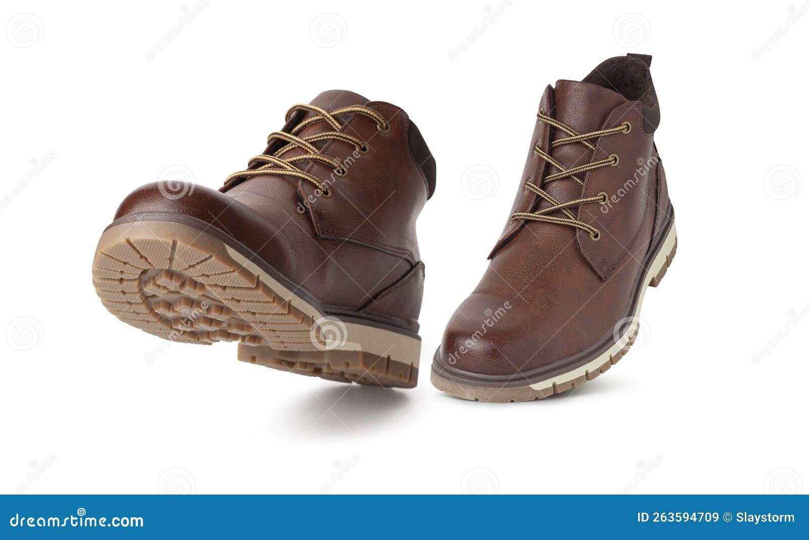 Brown Leather Boots, Menâ€™s Brown Ankle Boots Stock Image Image of