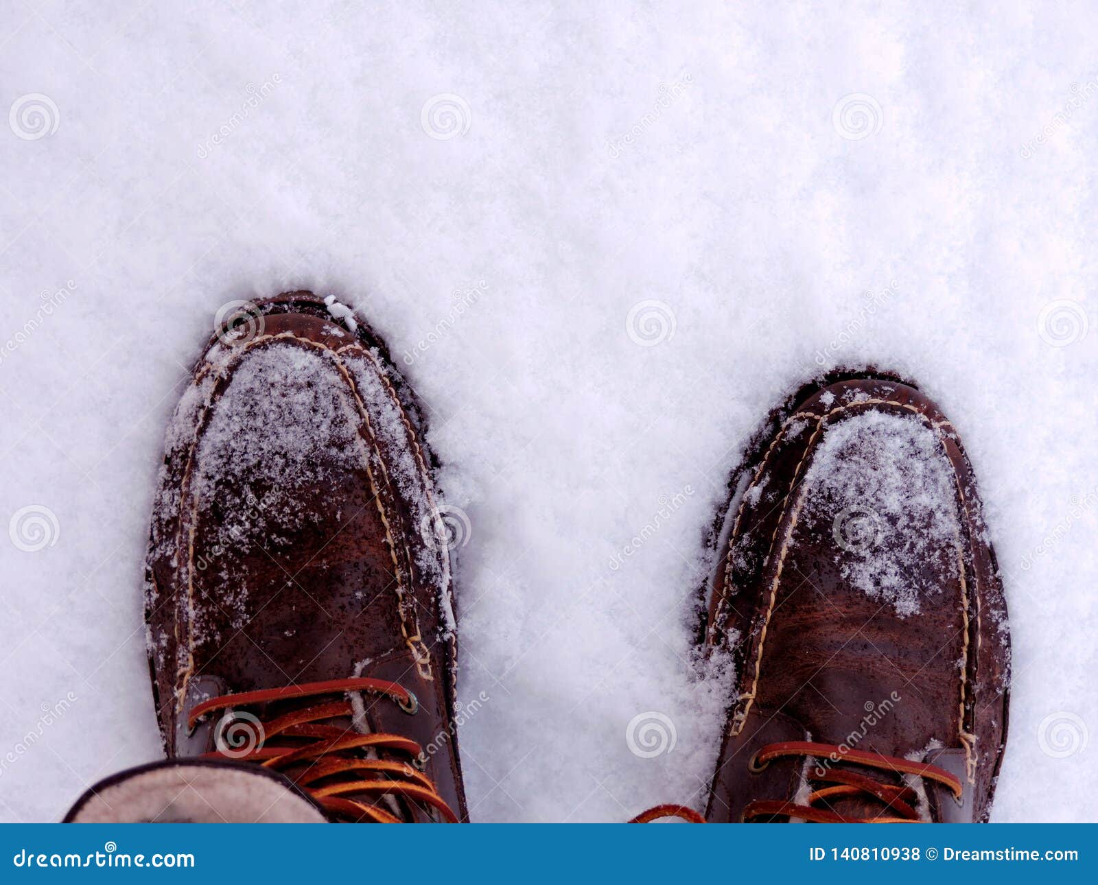 Brown Leather Boots in the Snow Stock Photo Image of shoes, looking