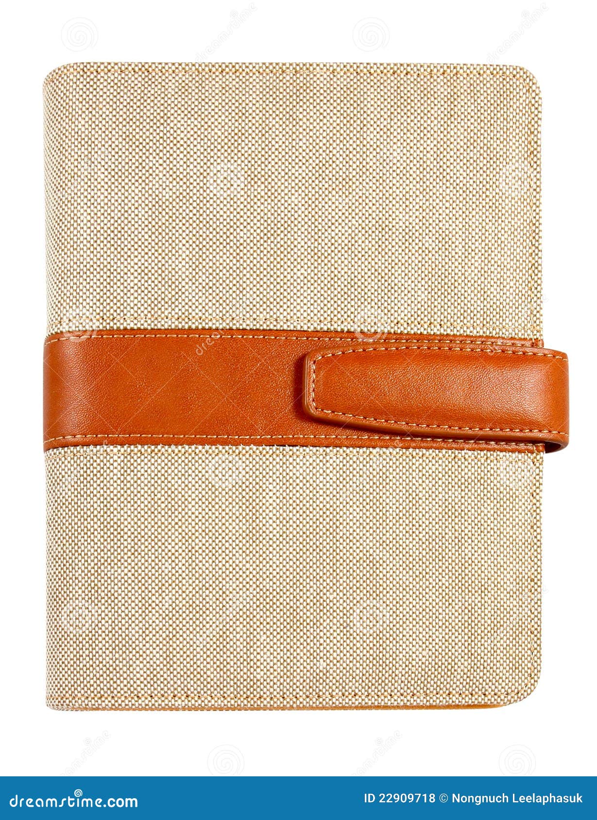 Brown Leather and Canvas Cover Note Book Isolated Stock Photo Image