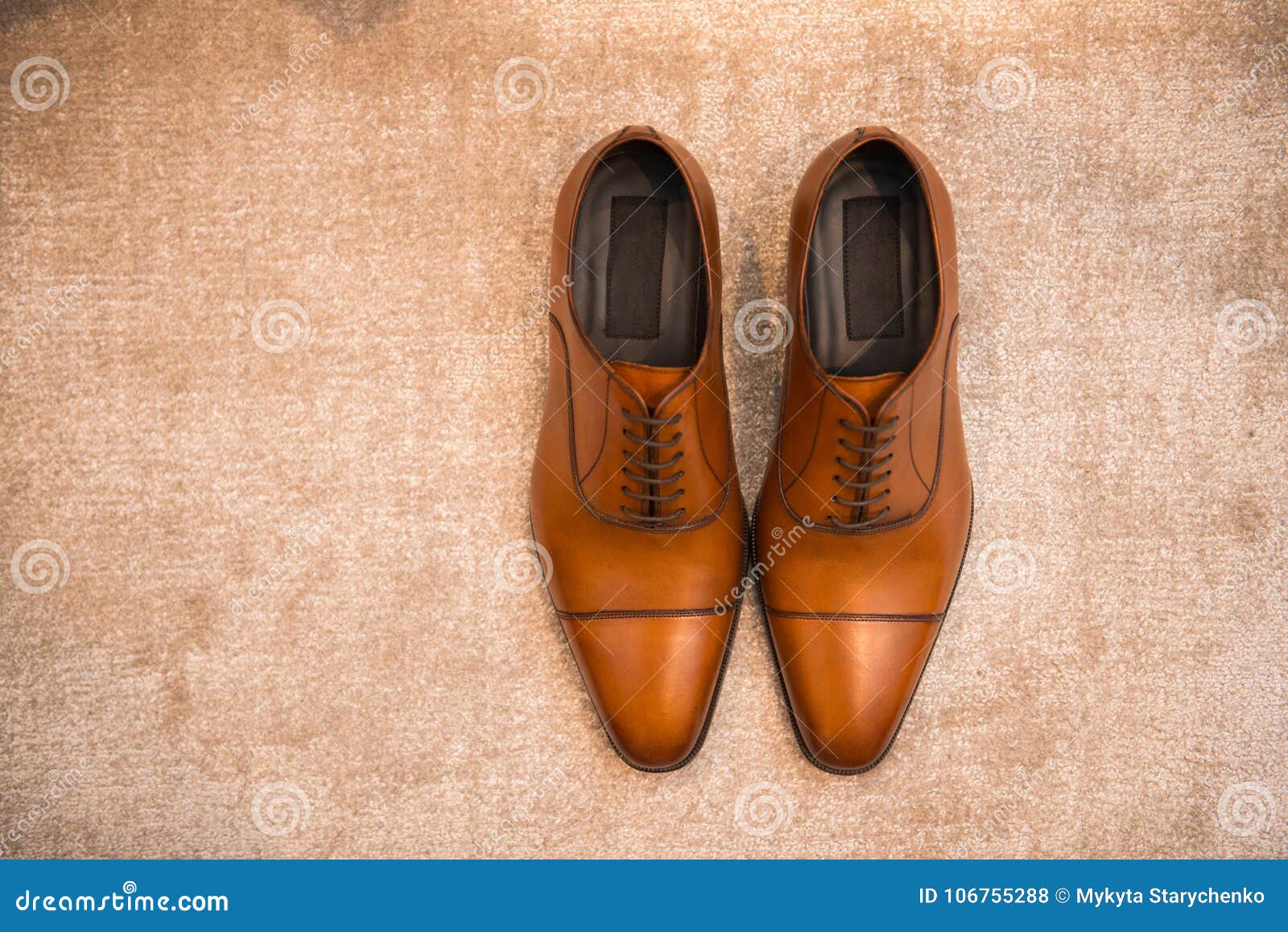 Brown Leather Classic Male Shoes on the Floor Stock Photo - Image of ...