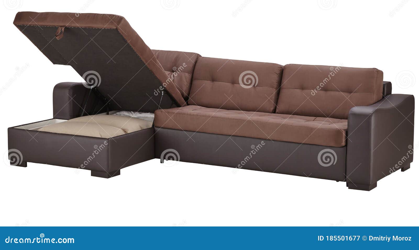 Brown Leather Corner Couch Bed Stock Image Image of corner, interior