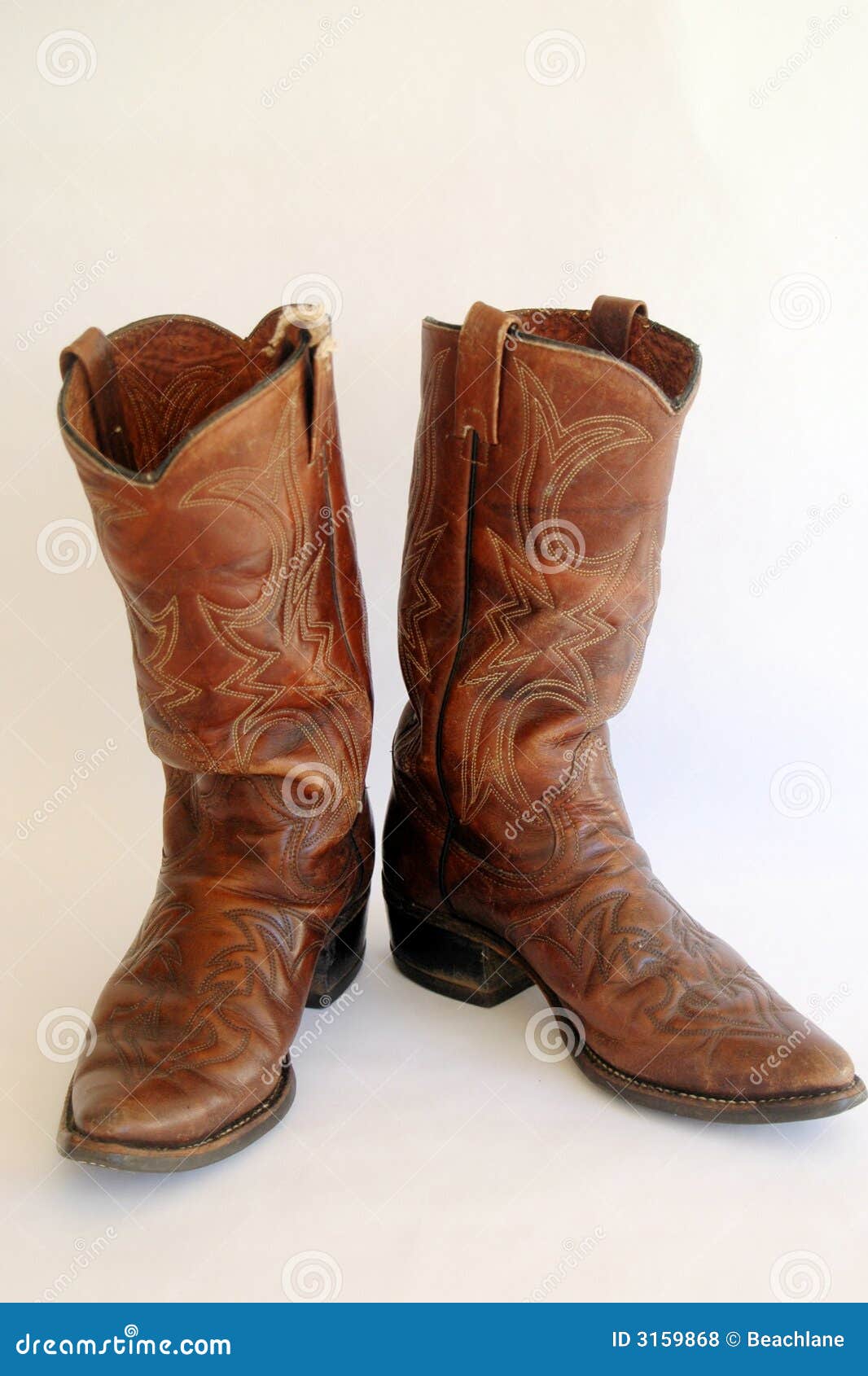 Brown Leather Cowboy Boots stock photo. Image of detail - 3159868