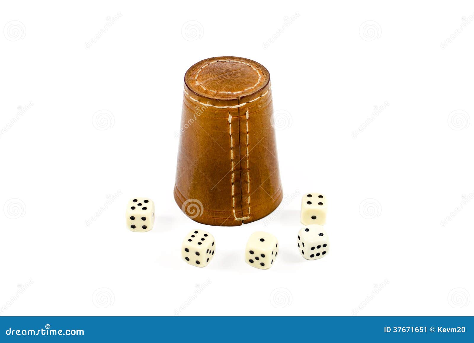 Brown Leather Dice Cup with Playing Cubes Stock Image Image of white