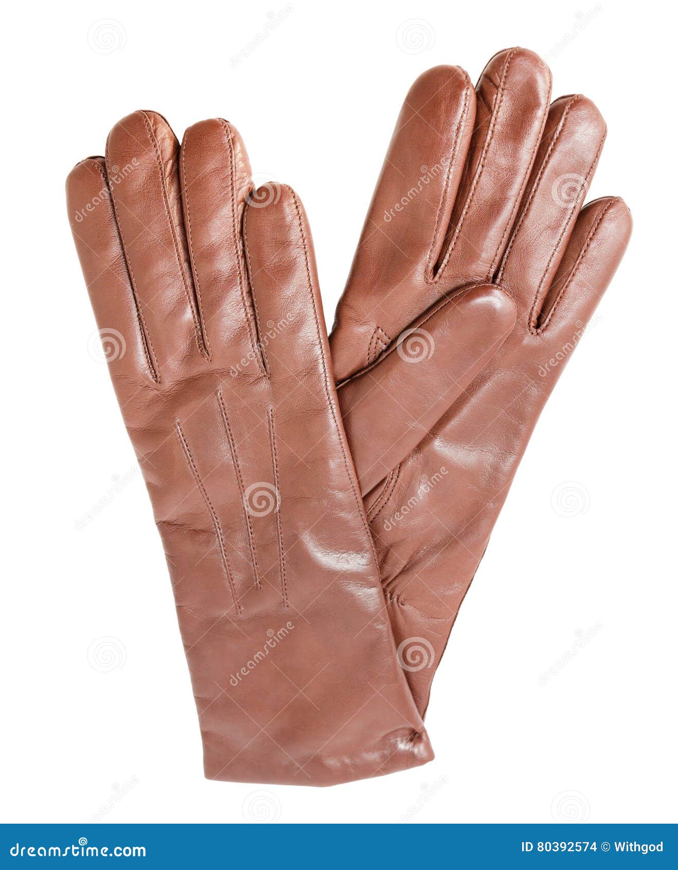 Brown Leather Gloves, Isolated Stock Photo Image of croc, brown 80392574