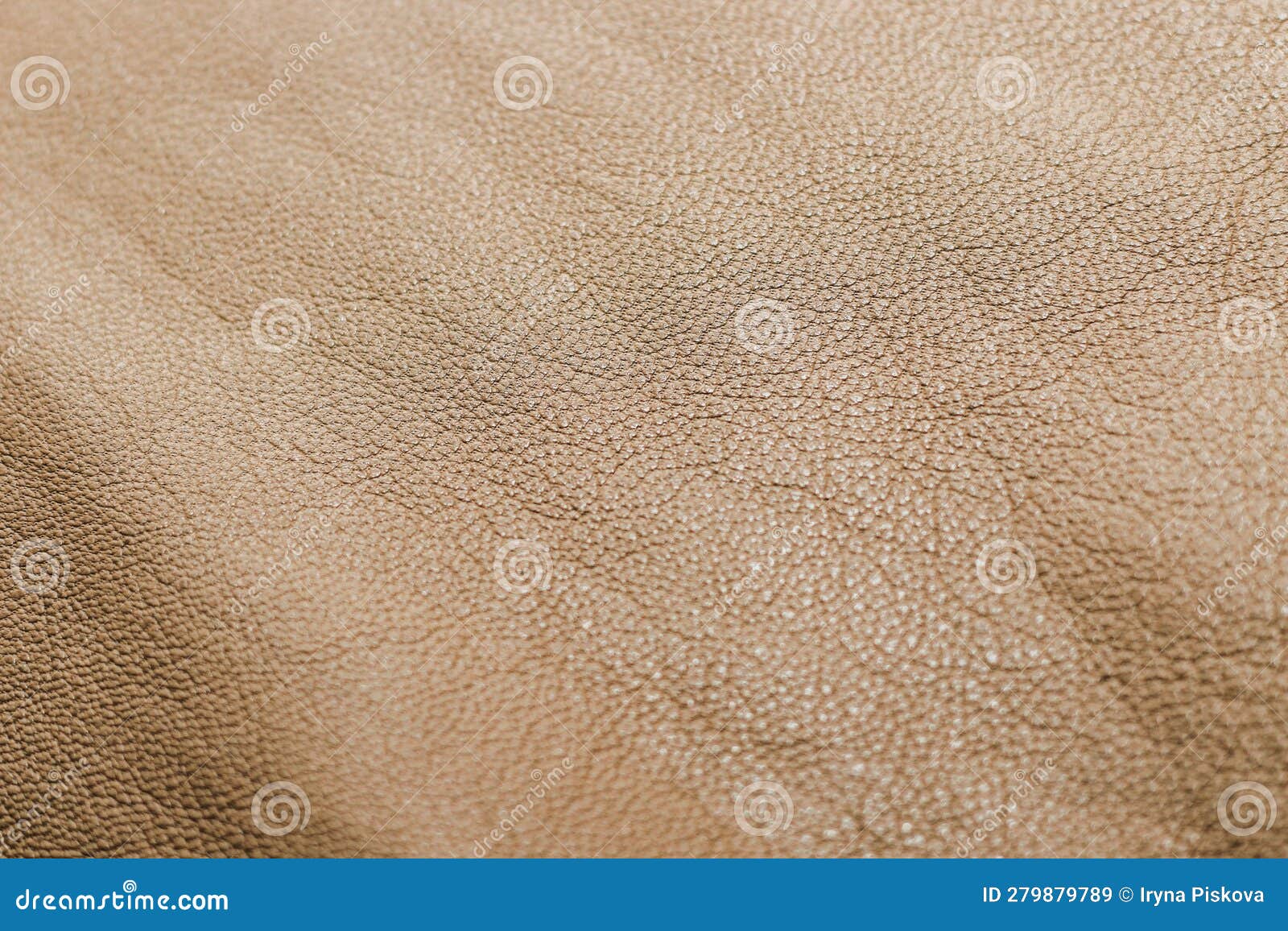 Texture Of Genuine Crumpled Leather With Wrinkles, Golden Color