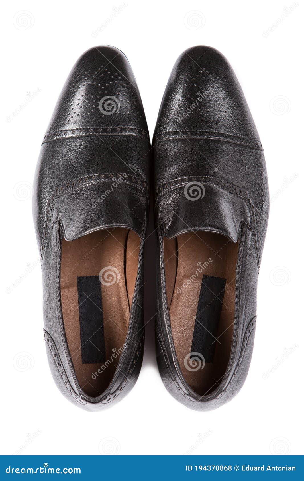 Brown Leather Men`s Shoes, Top View, on a White Background, Isolate ...