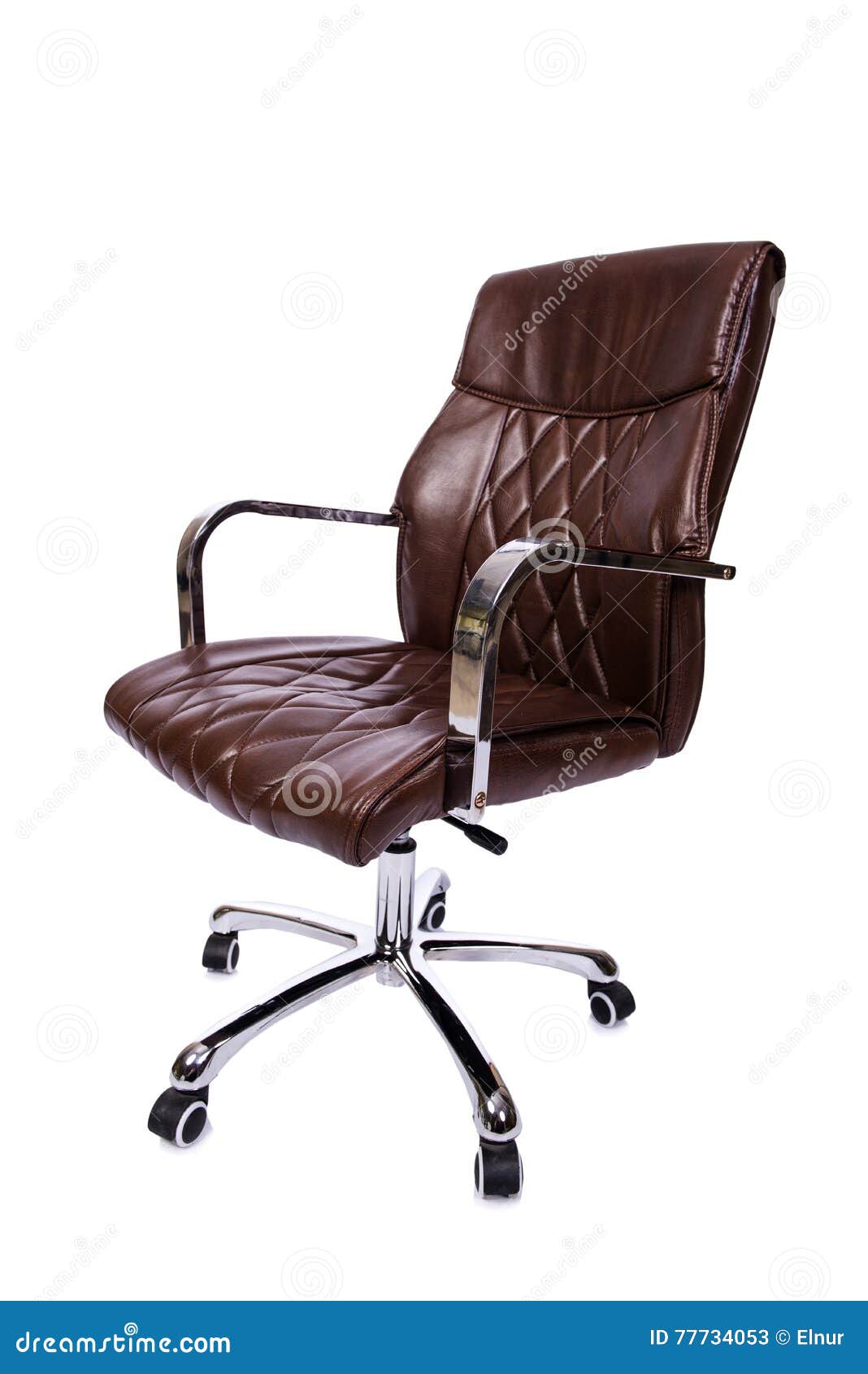The Brown Leather Office Chair Isolated on White Stock Image Image of