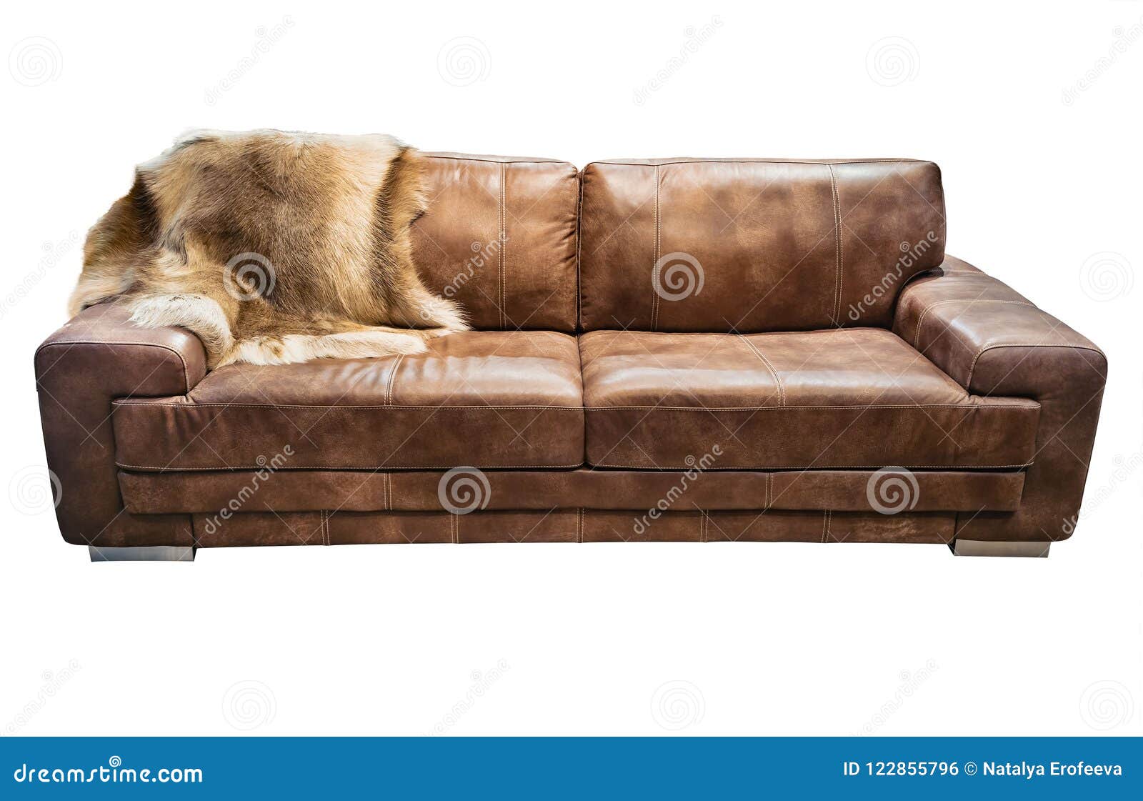 Brown Leather Sofa with Animal Skin Isolated White Background Stock Photo - Image of decor, leatherette: 122855796 Brown Leather Sofa with Animal Skin Isolated White Background Stock Photo - Image of decor, leatherette: 122855796