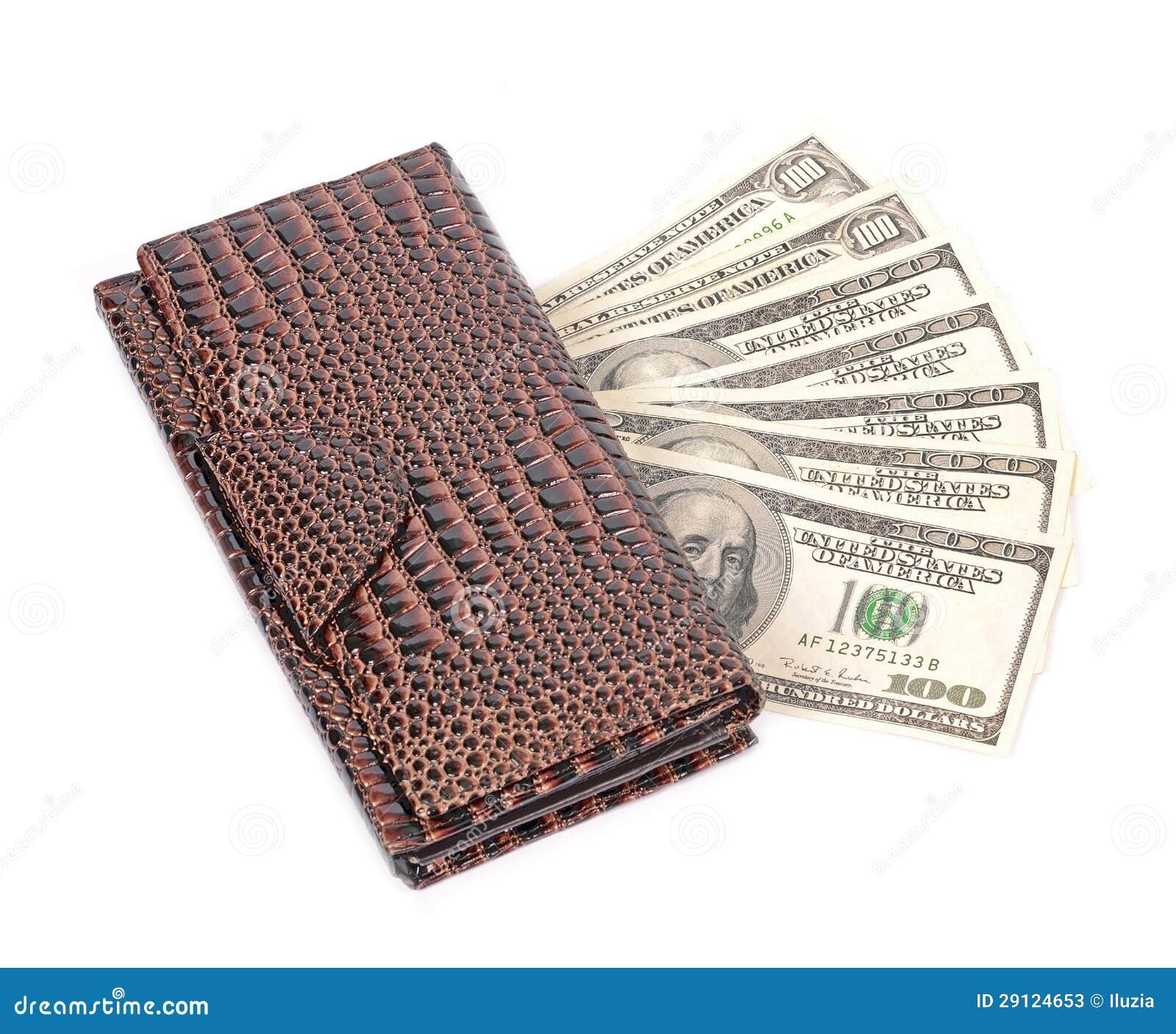 Brown Leather Wallet with Dollar Stock Image Image of business