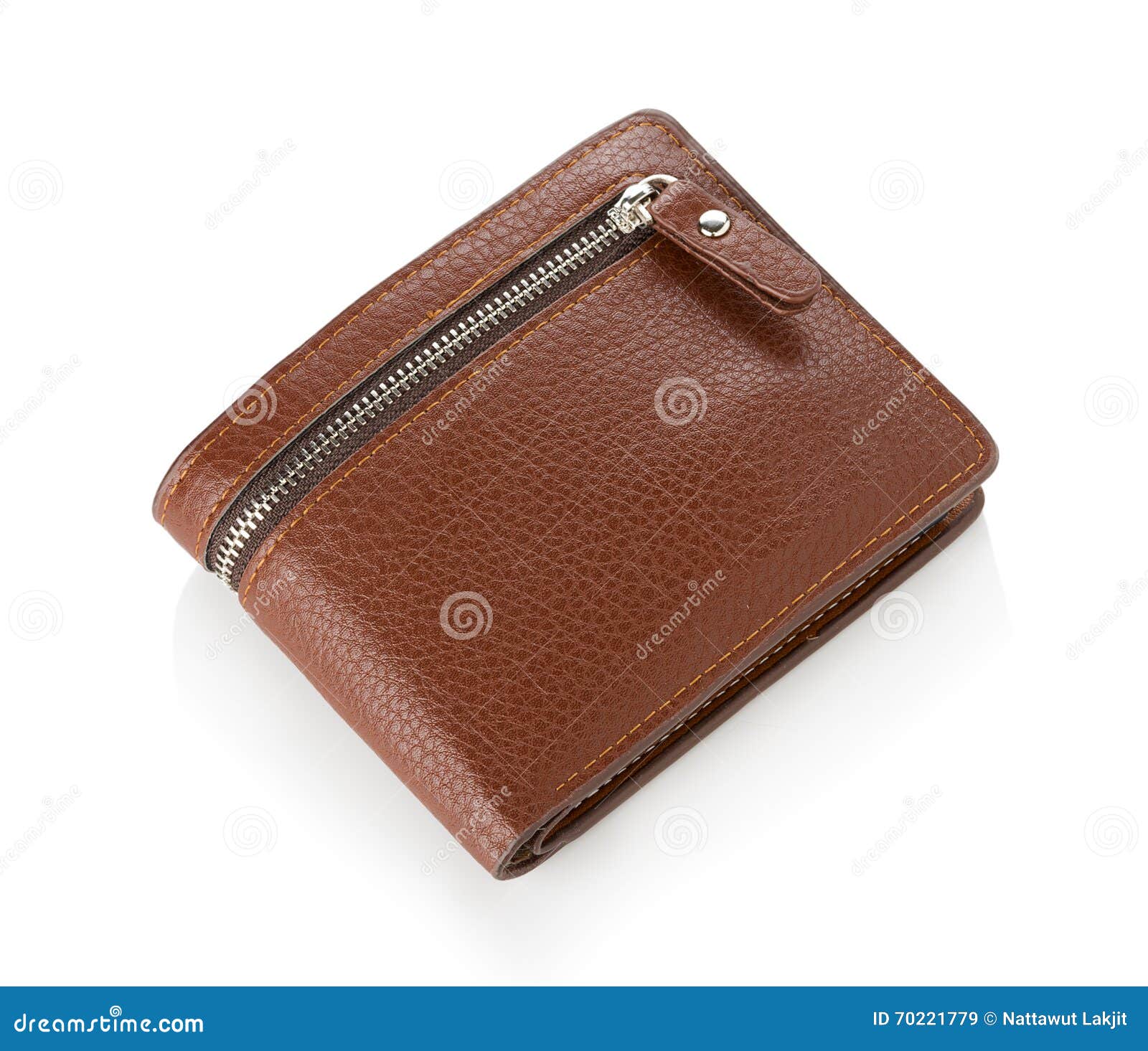 Brown Leather Wallet Isolated on White Background Stock Image - Image ...